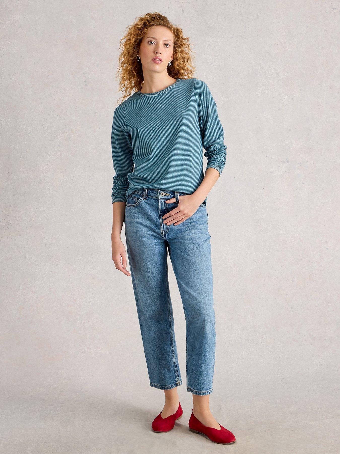 Image 3 of 6 of White Stuff Clara Long Sleeve Sparkle T-Shirt - Blue