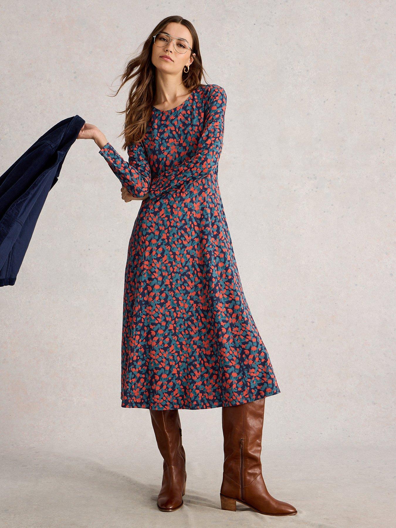 Image 1 of 6 of White Stuff Madeline Jersey Dress - Blue
