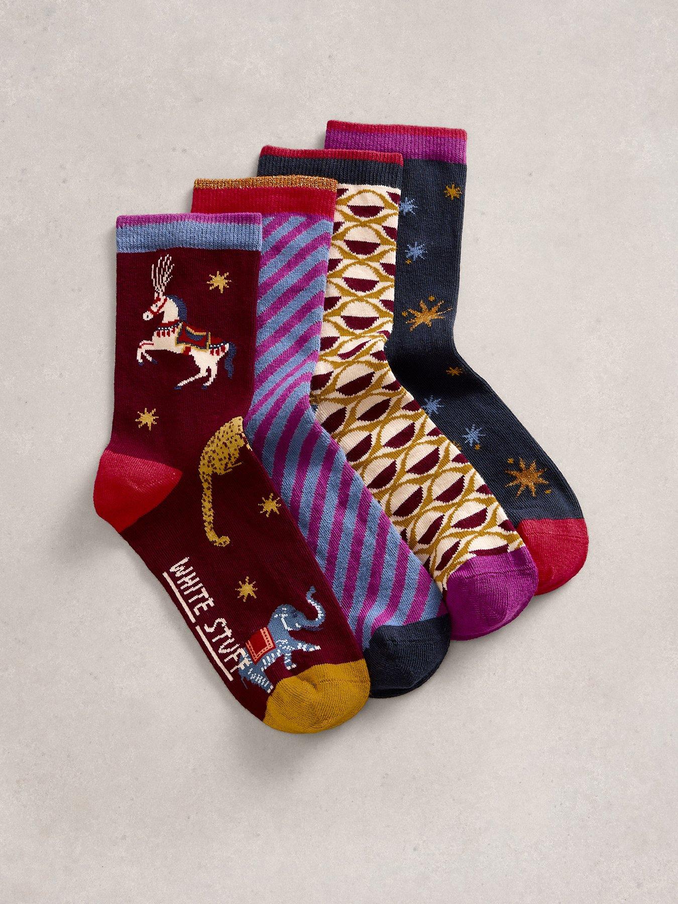 White Stuff 4 Pack Circus Ankle Socks - Purple