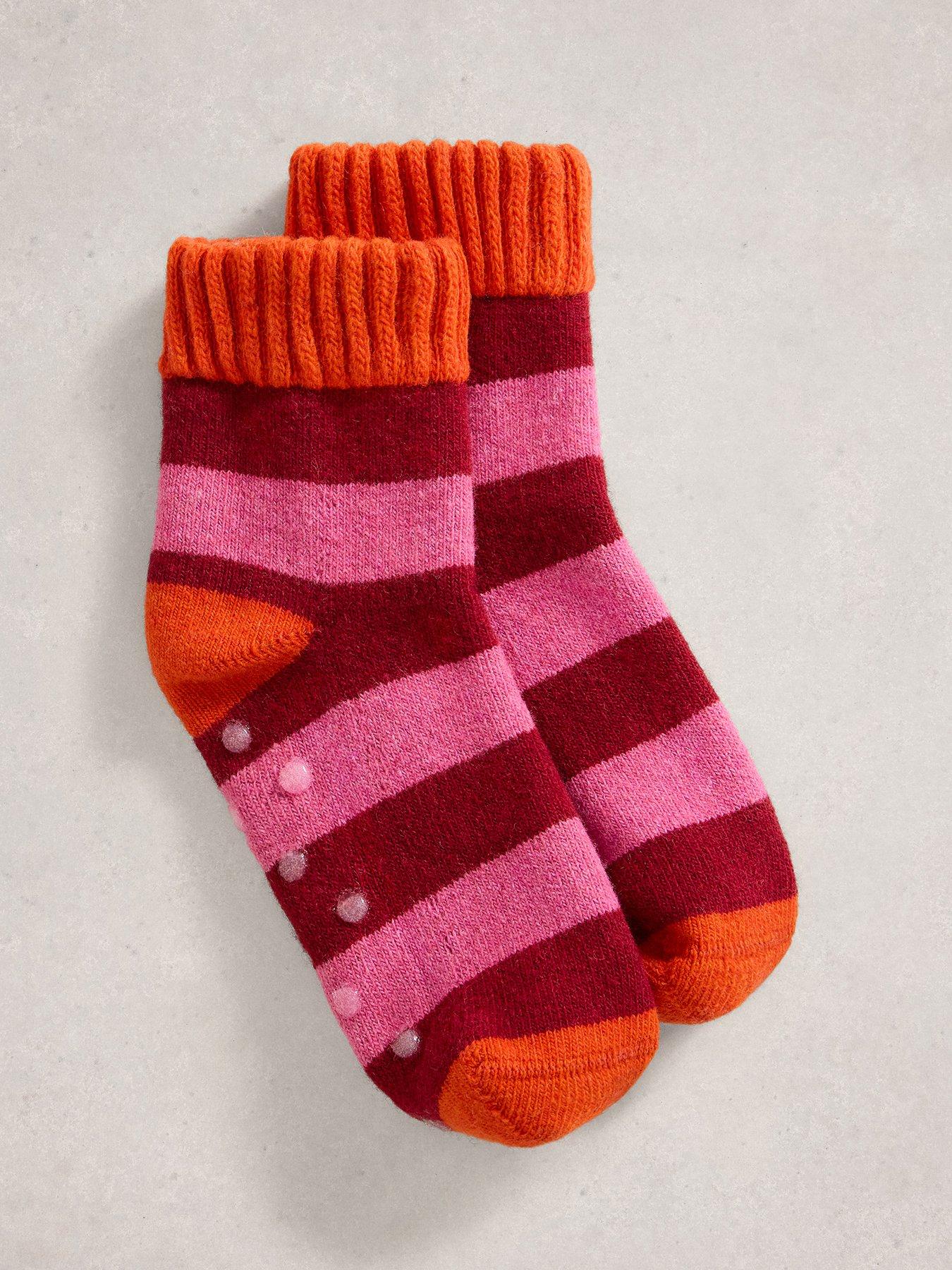 Image 1 of 2 of White Stuff Stripe Loopback Sock - Red