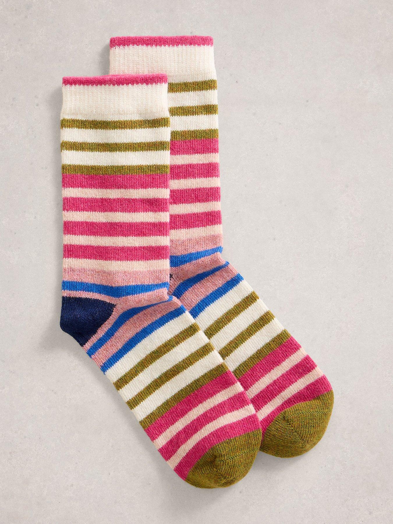 White Stuff Rainbow Stripe Wool Sock - Pink