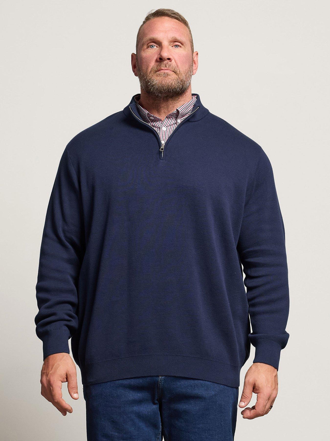 undefined Half Zip Mock Collar Knitted Jumper - Navy