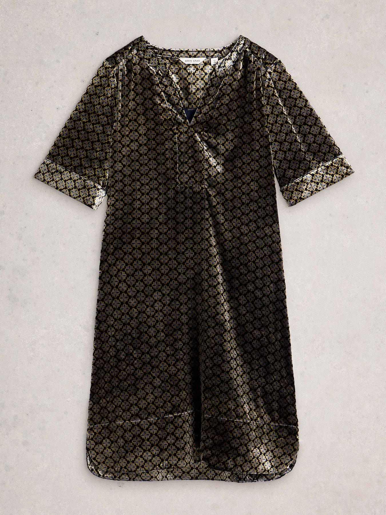 Image 5 of 6 of White Stuff June Velvet Dress - Beige