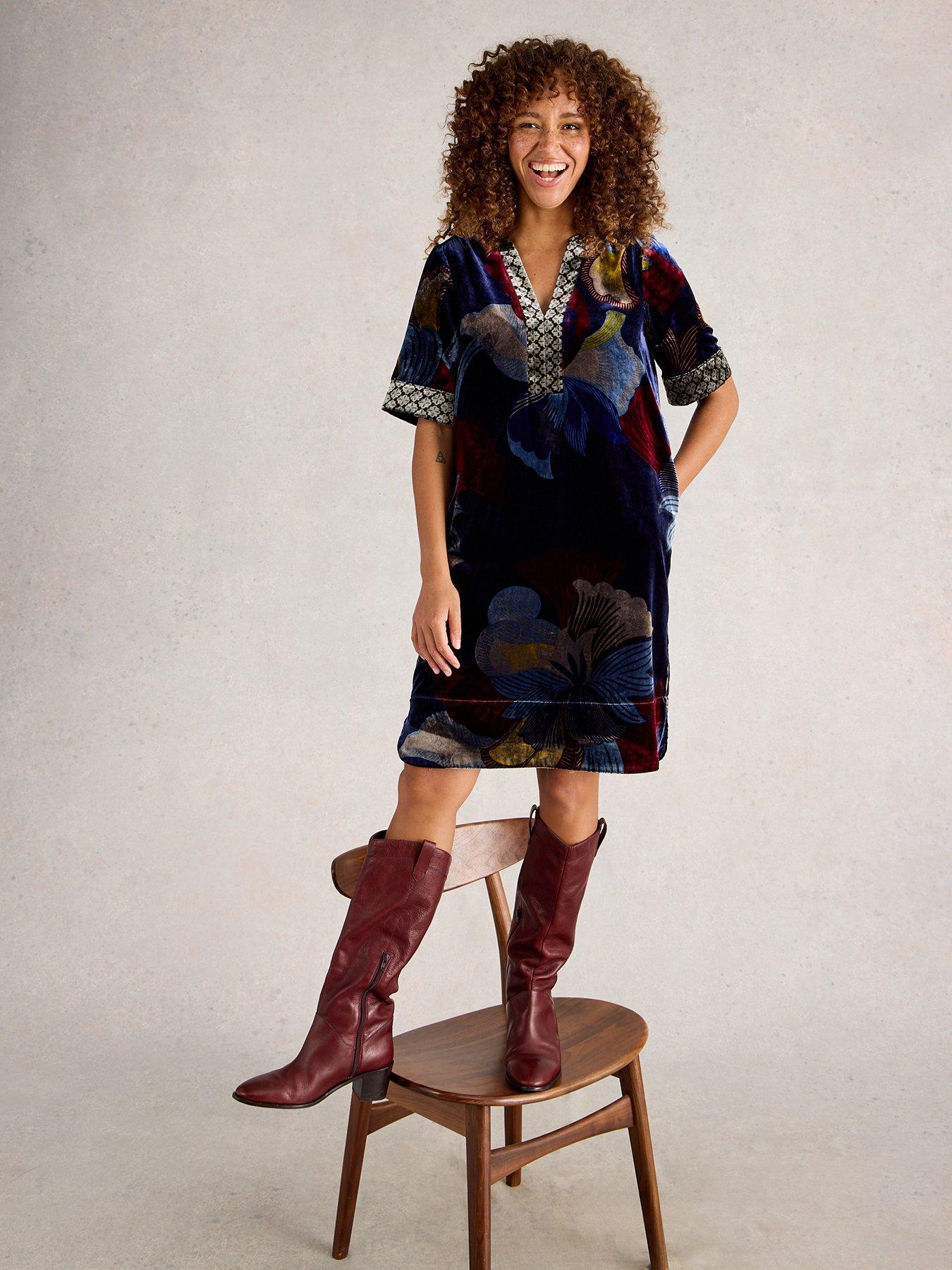  image of white-stuff-june-velvet-dress-blue