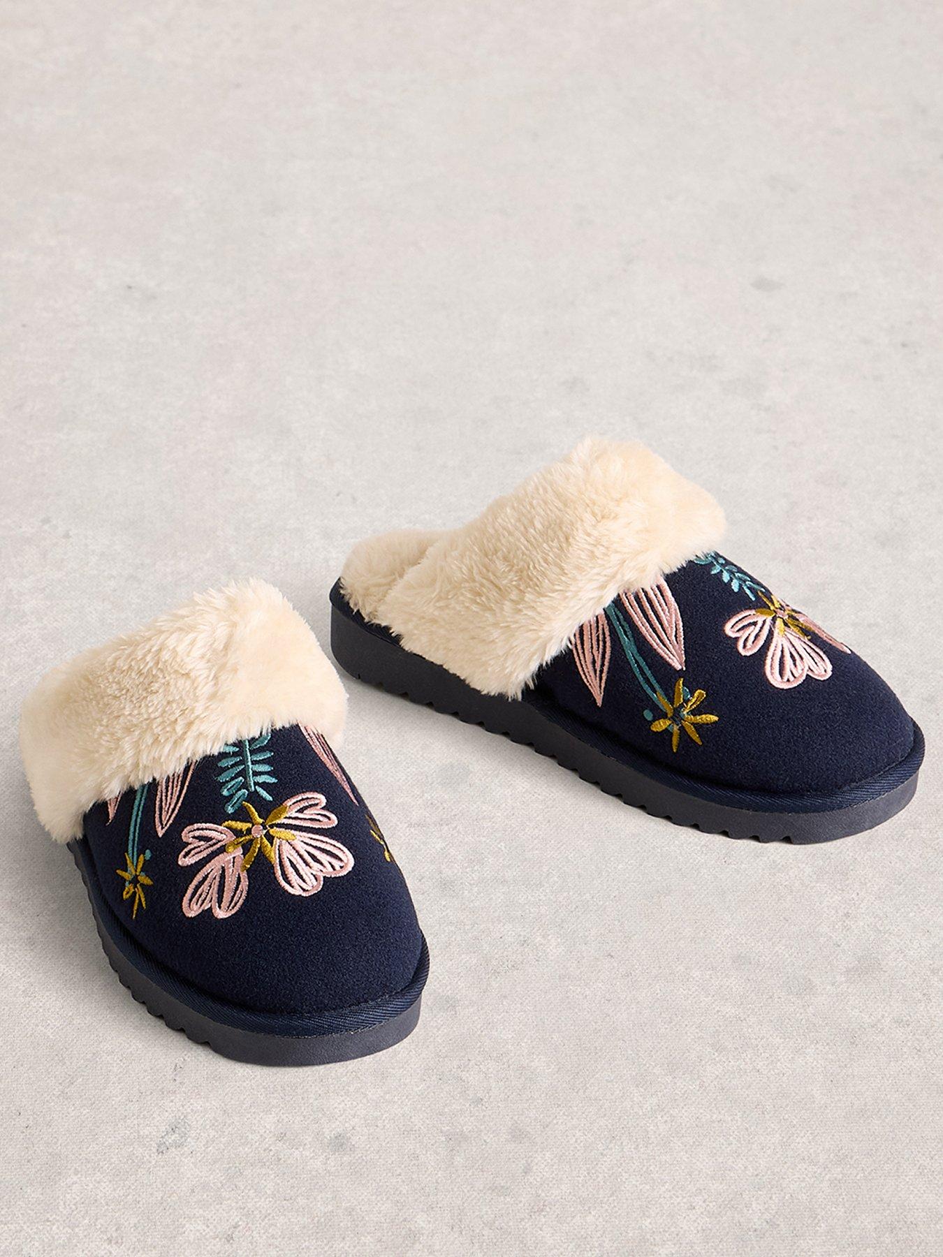  image of white-stuff-floral-mule-slipper-green
