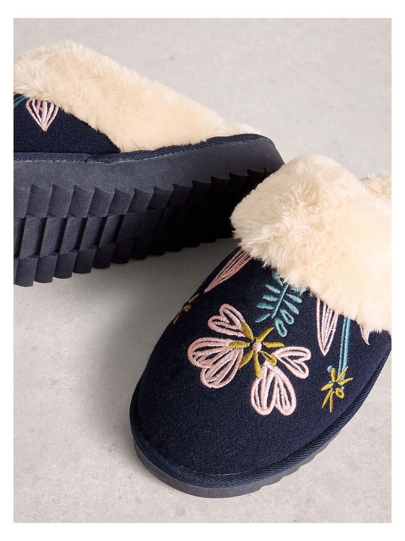  image of white-stuff-floral-mule-slipper-green