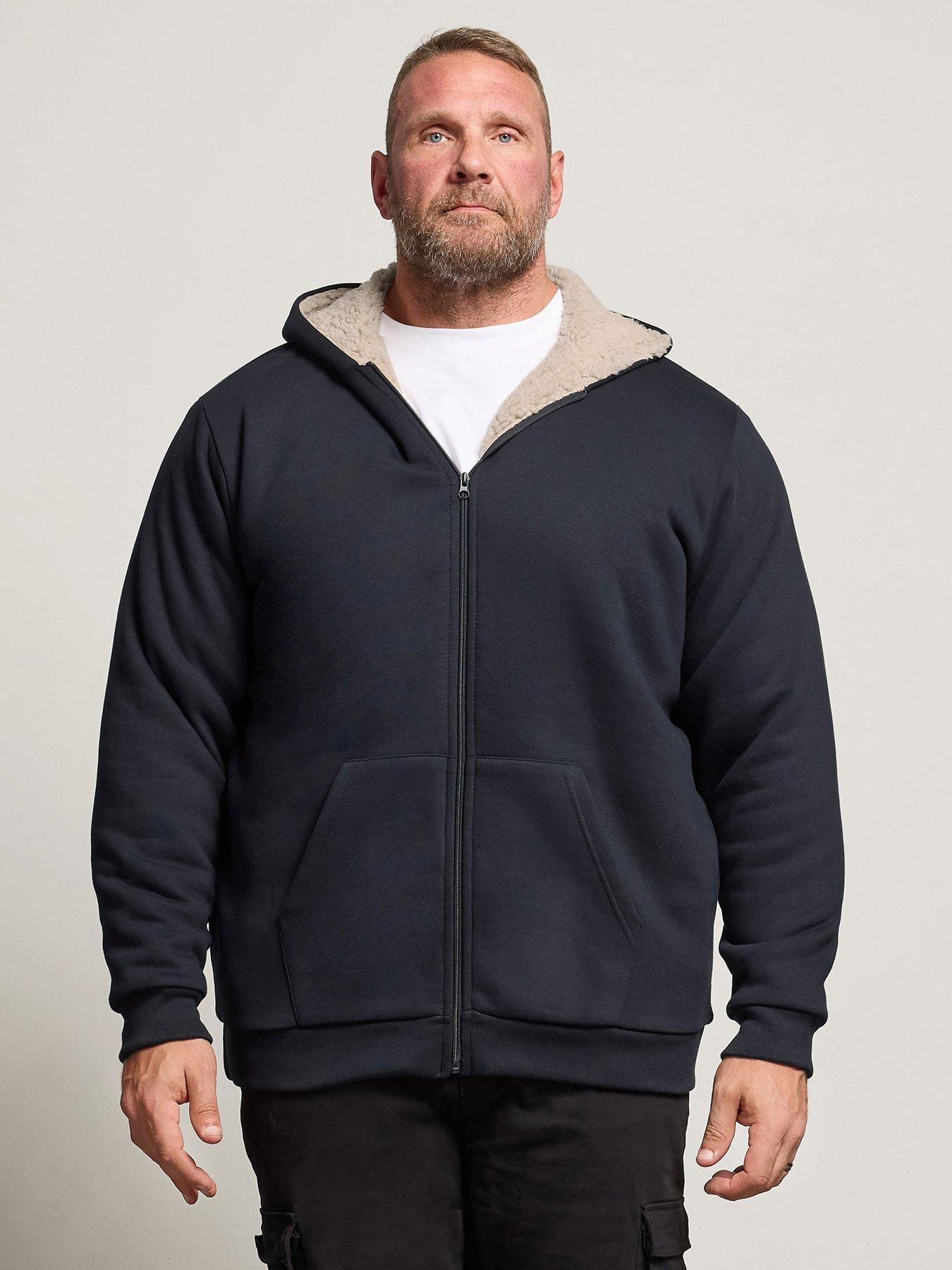 undefined Borg Lined Zip Through Hoodie - Navy