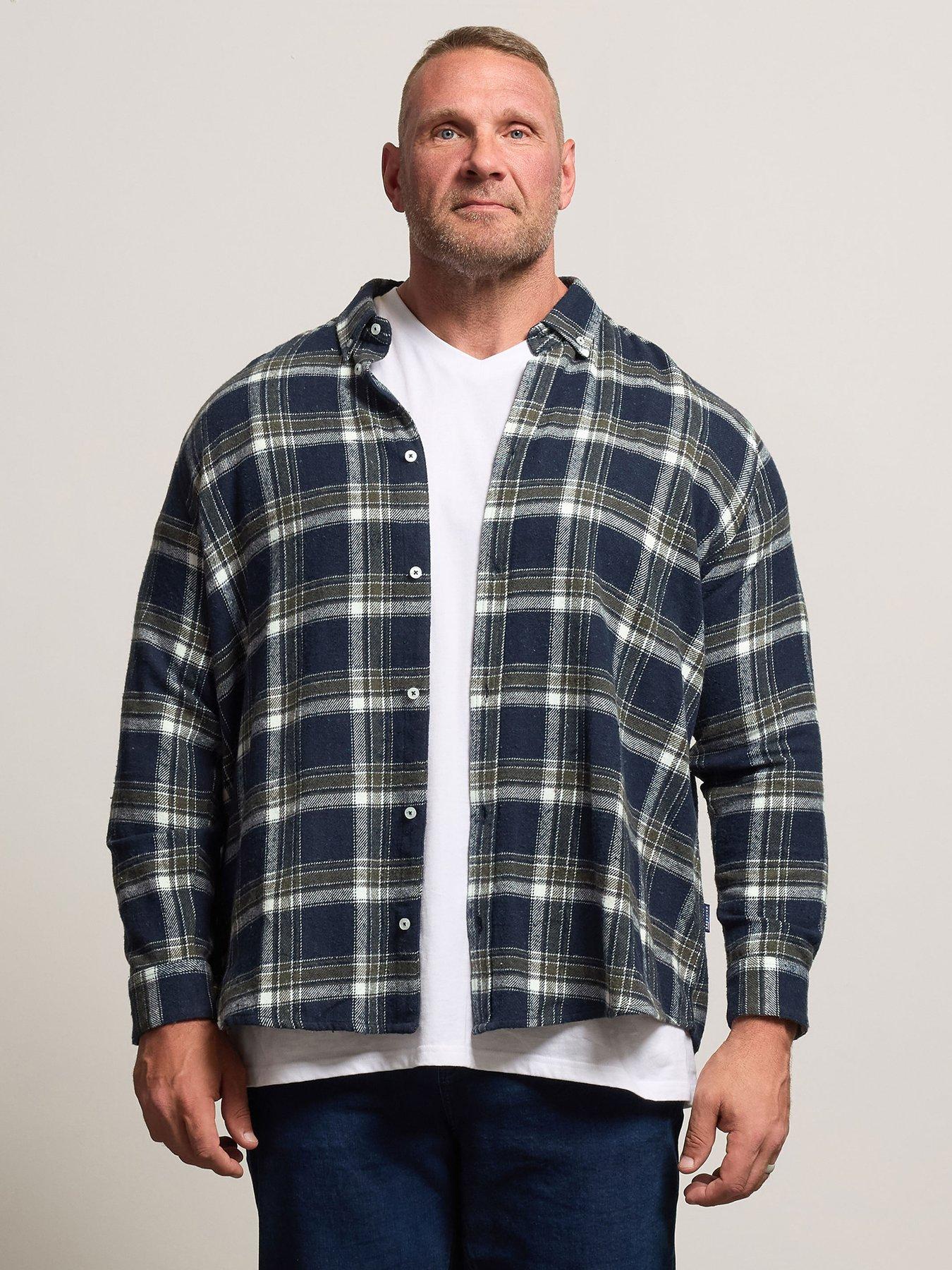 undefined Green Brushed Check Long Sleeve Shirt - Navy