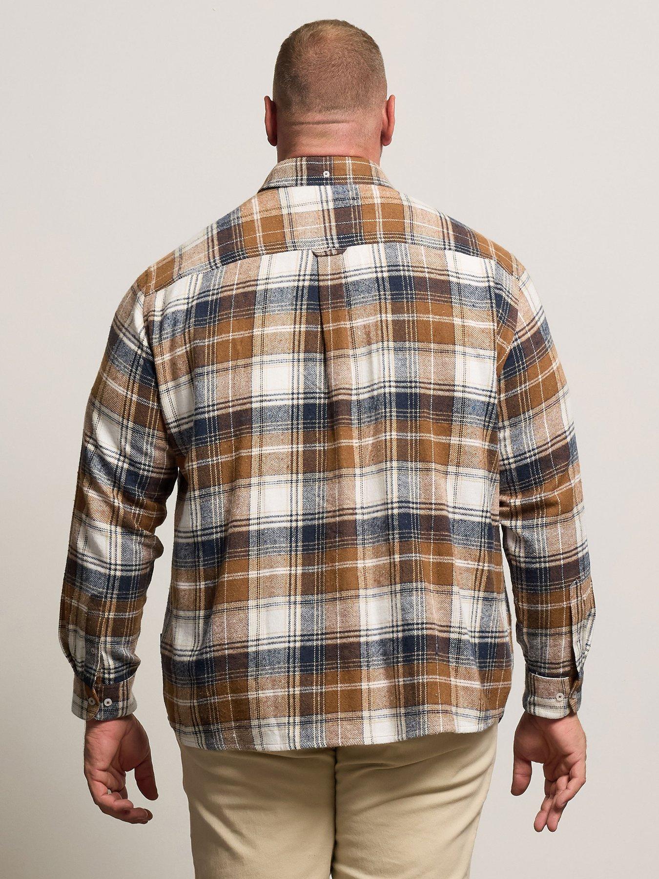 Image 2 of 3 of BadRhino Navy Tan Brushed Check Long Sleeve Shirt - Multi