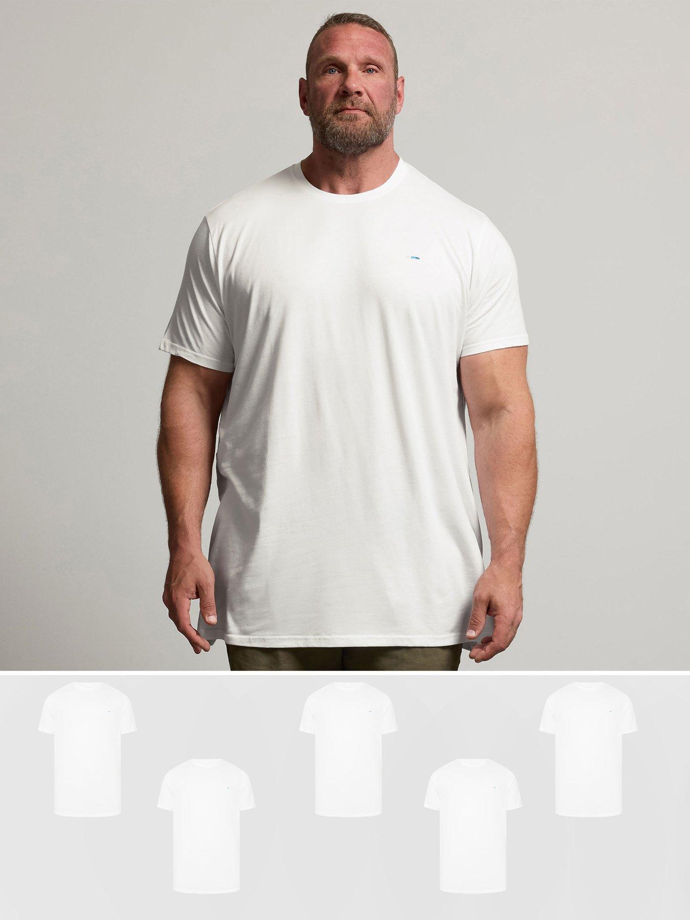Image 1 of 4 of BadRhino 5 Pack Longline T-Shirts - White