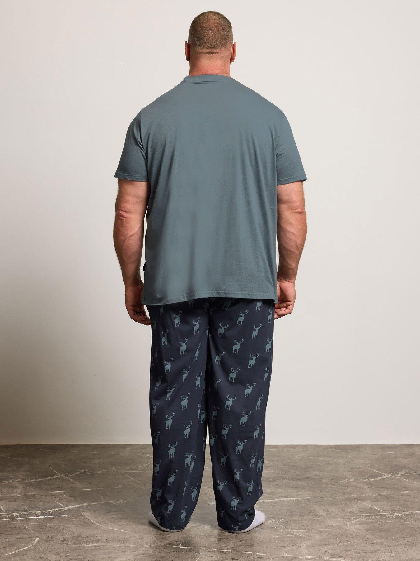 Image 2 of 3 of BadRhino Navy Stag Pyjama Set - Blue