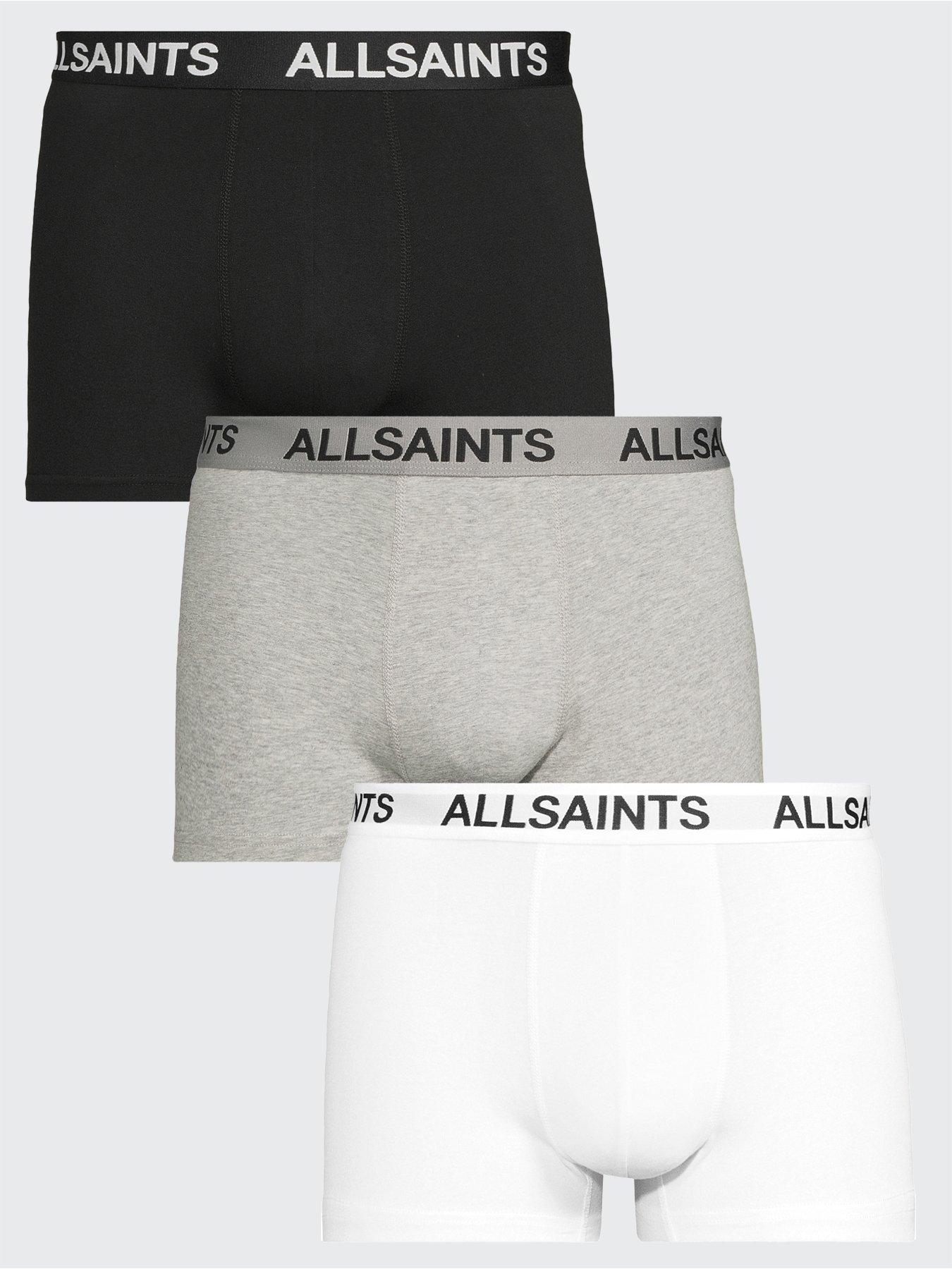 AllSaints Cotton Trunks 3 Pack - Black/White