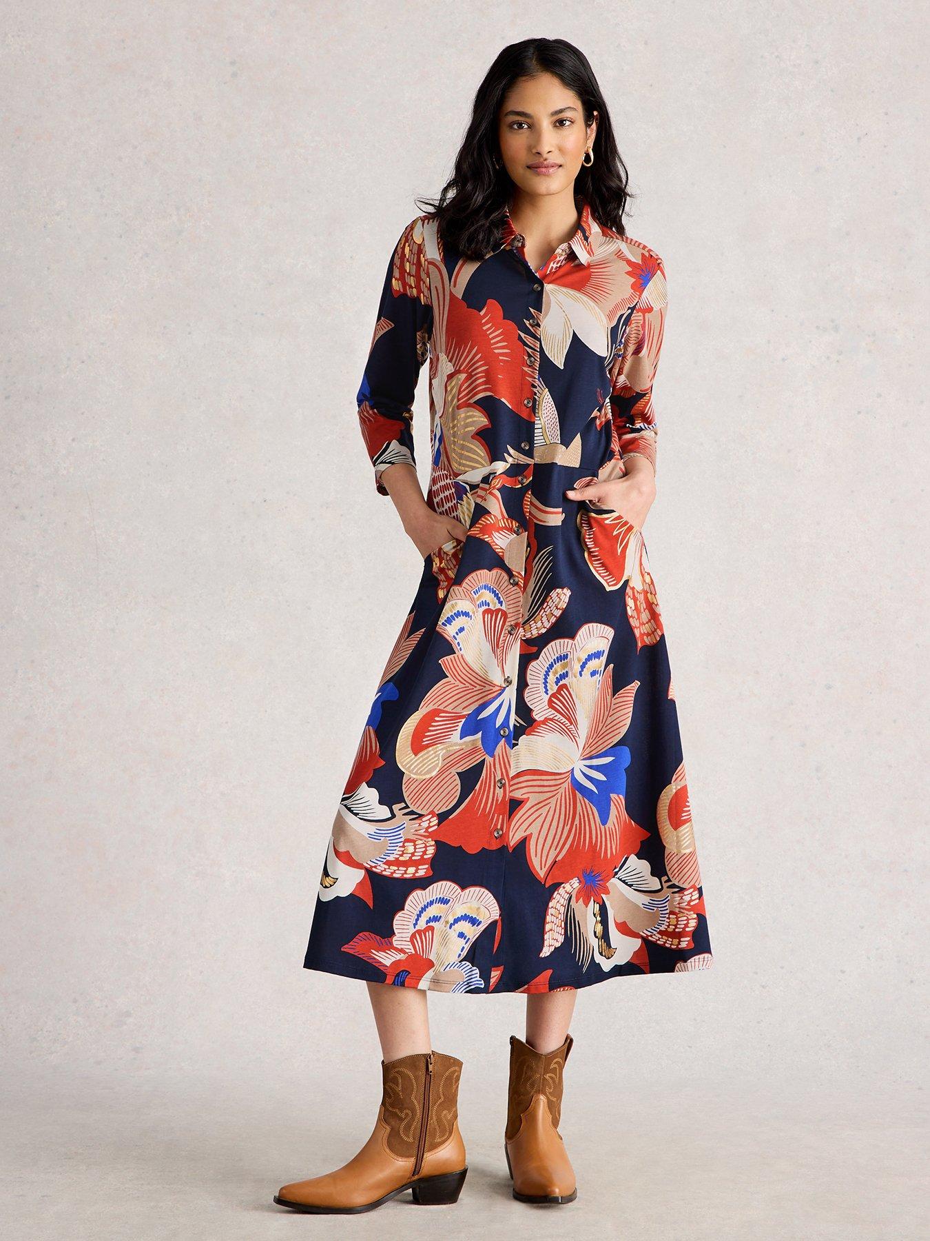White Stuff Rua Jersey Shirt Dress - Red