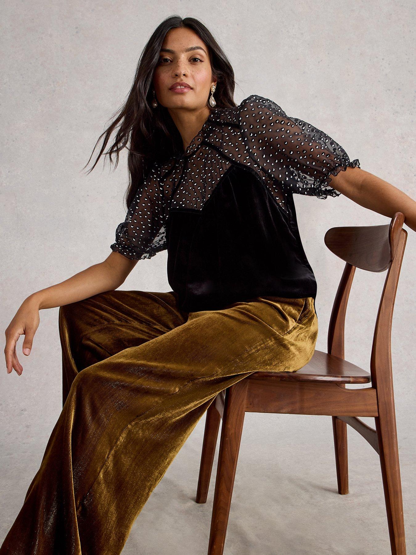 front image of white-stuff-lexi-velvet-top-black