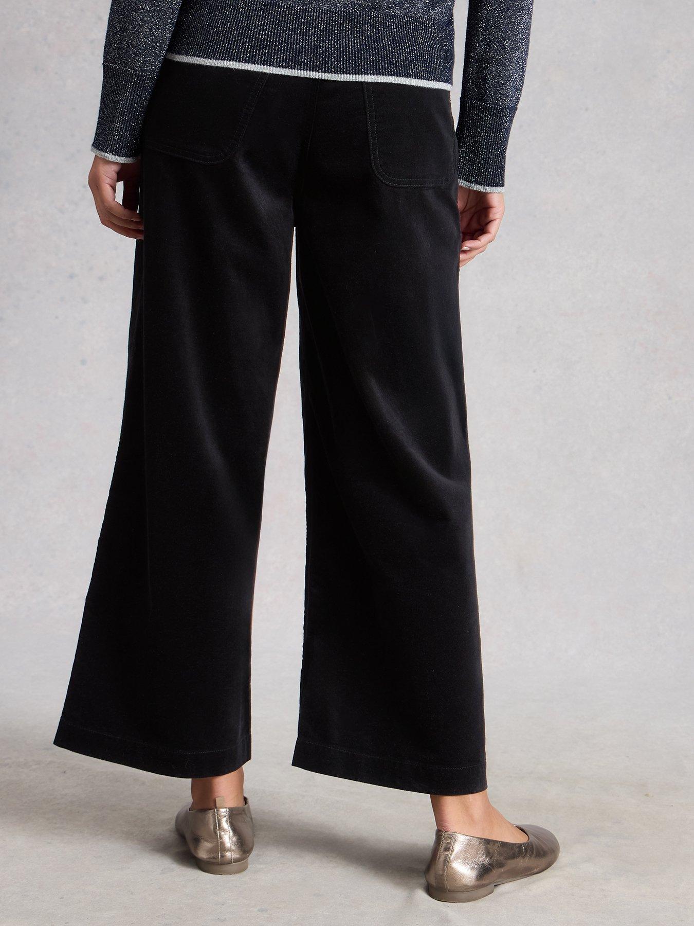 Image 2 of 6 of White Stuff Tia Velvet Wide Leg Jeans &nbsp;- Black