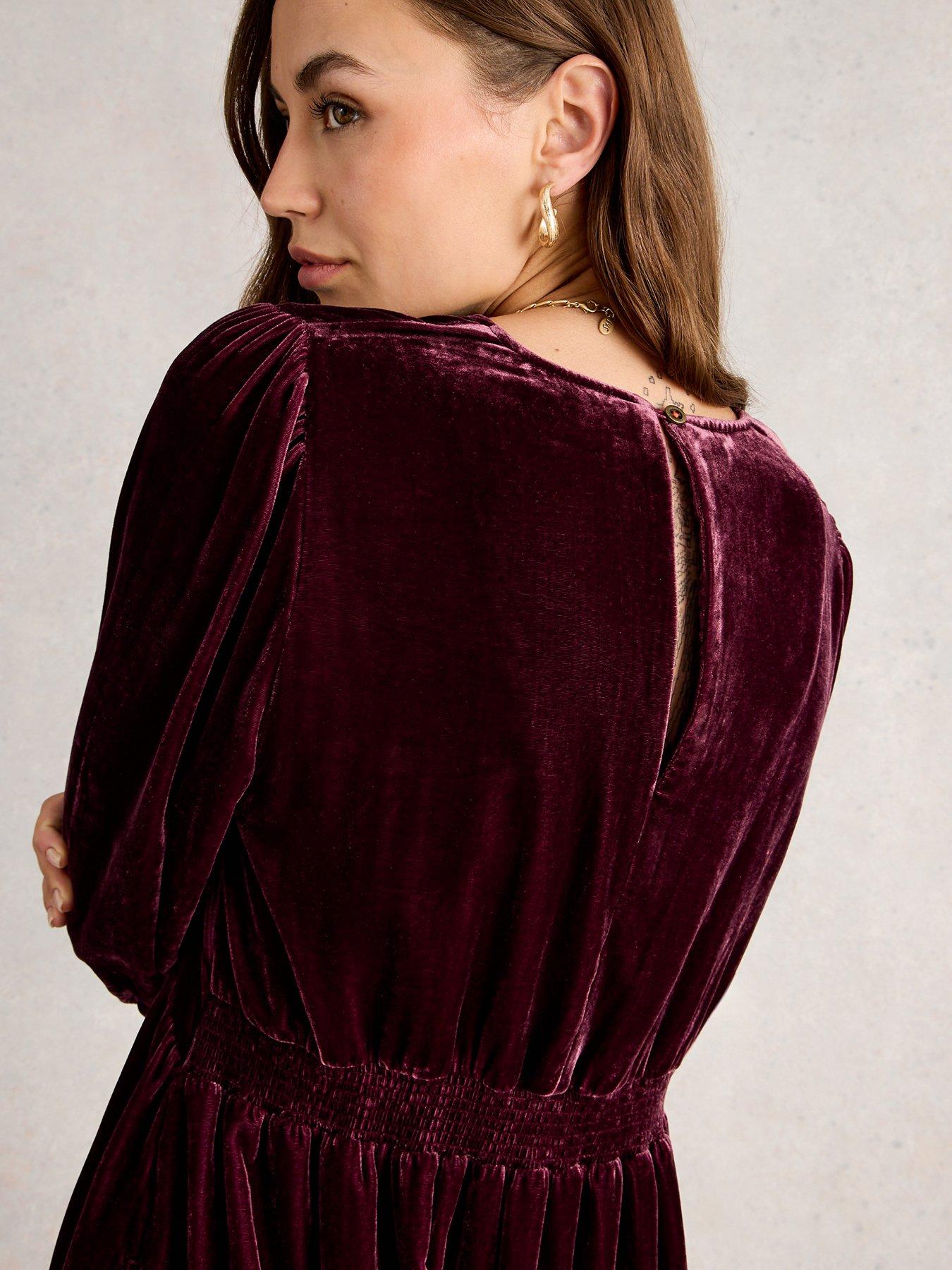 Image 4 of 6 of White Stuff Lucy Velvet Dress - Purple