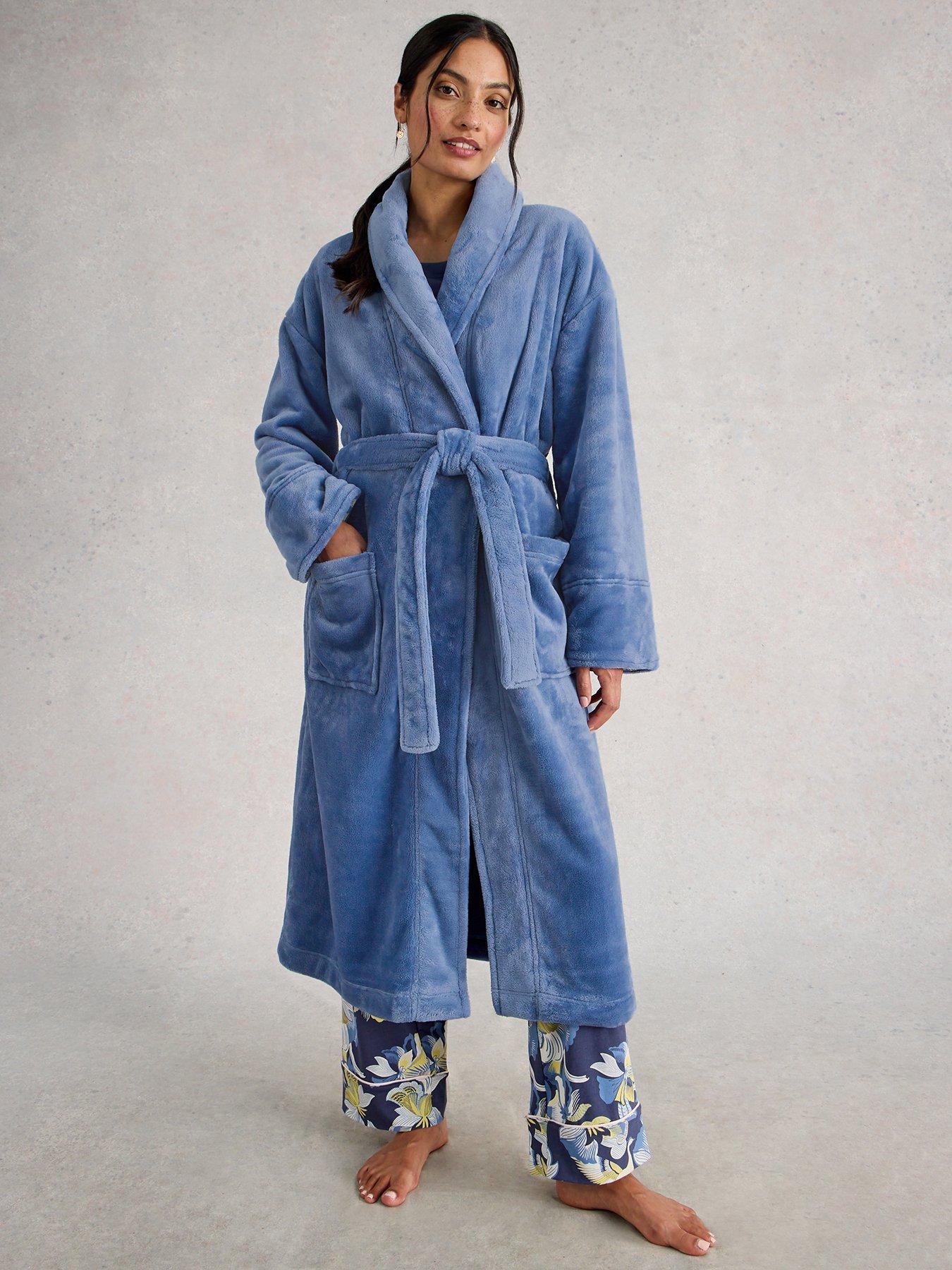 White Stuff Clover Cosy Dressing Gown - Blue
