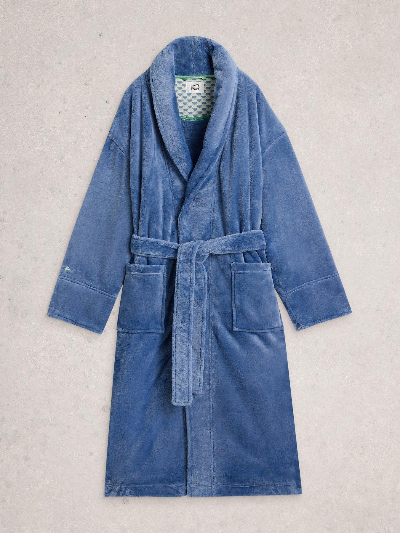  image of white-stuff-clover-cosy-dressing-gown-blue