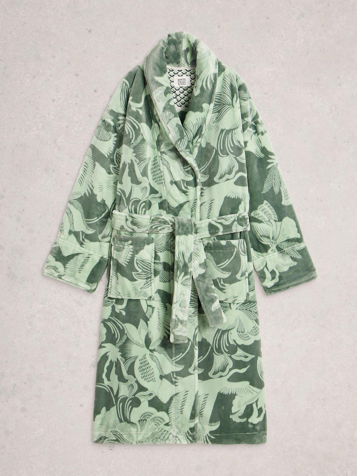 Image 5 of 6 of White Stuff Clover Print Dressing Gown - Green