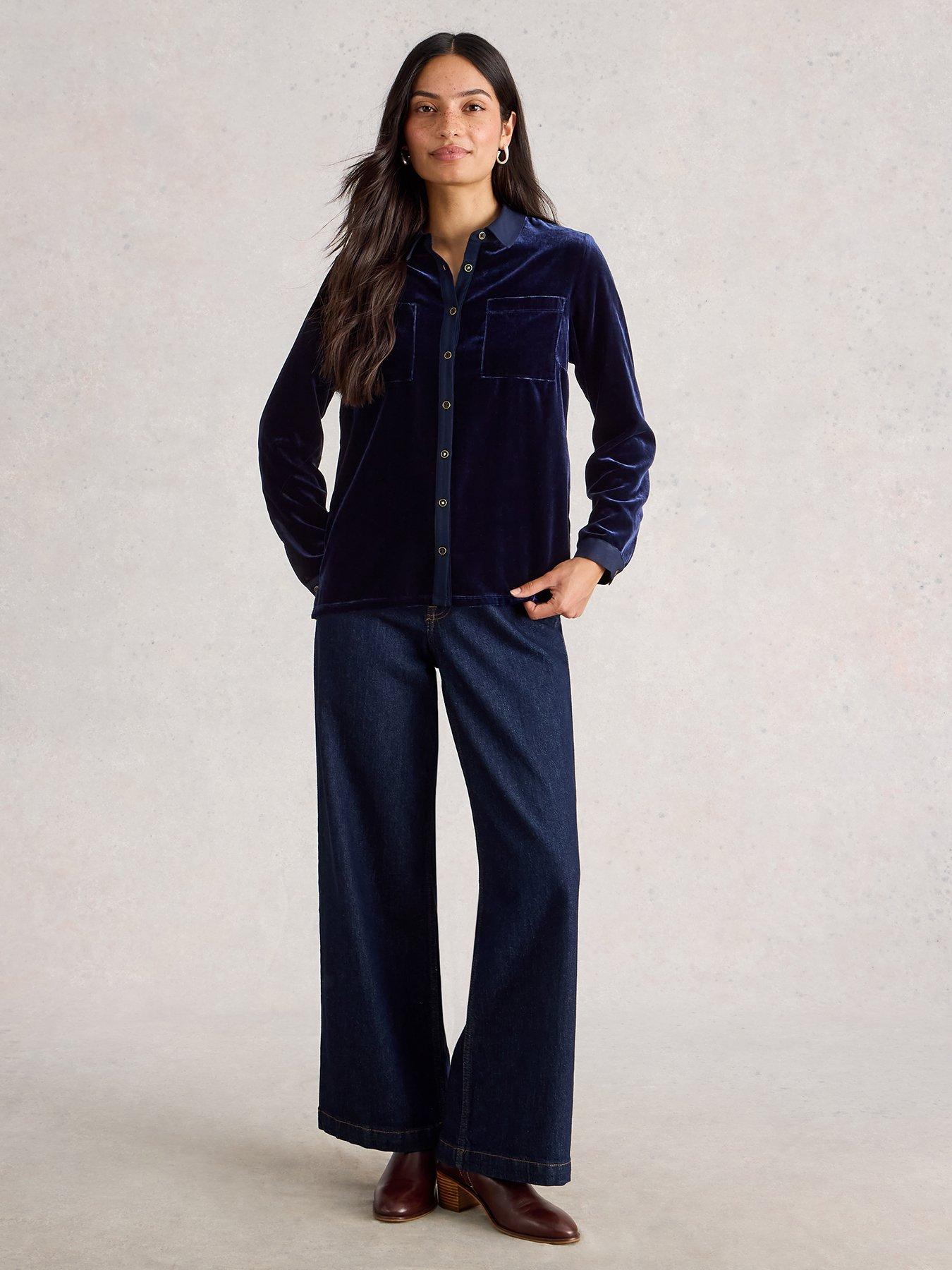  image of white-stuff-sophie-velvet-shirt-blue
