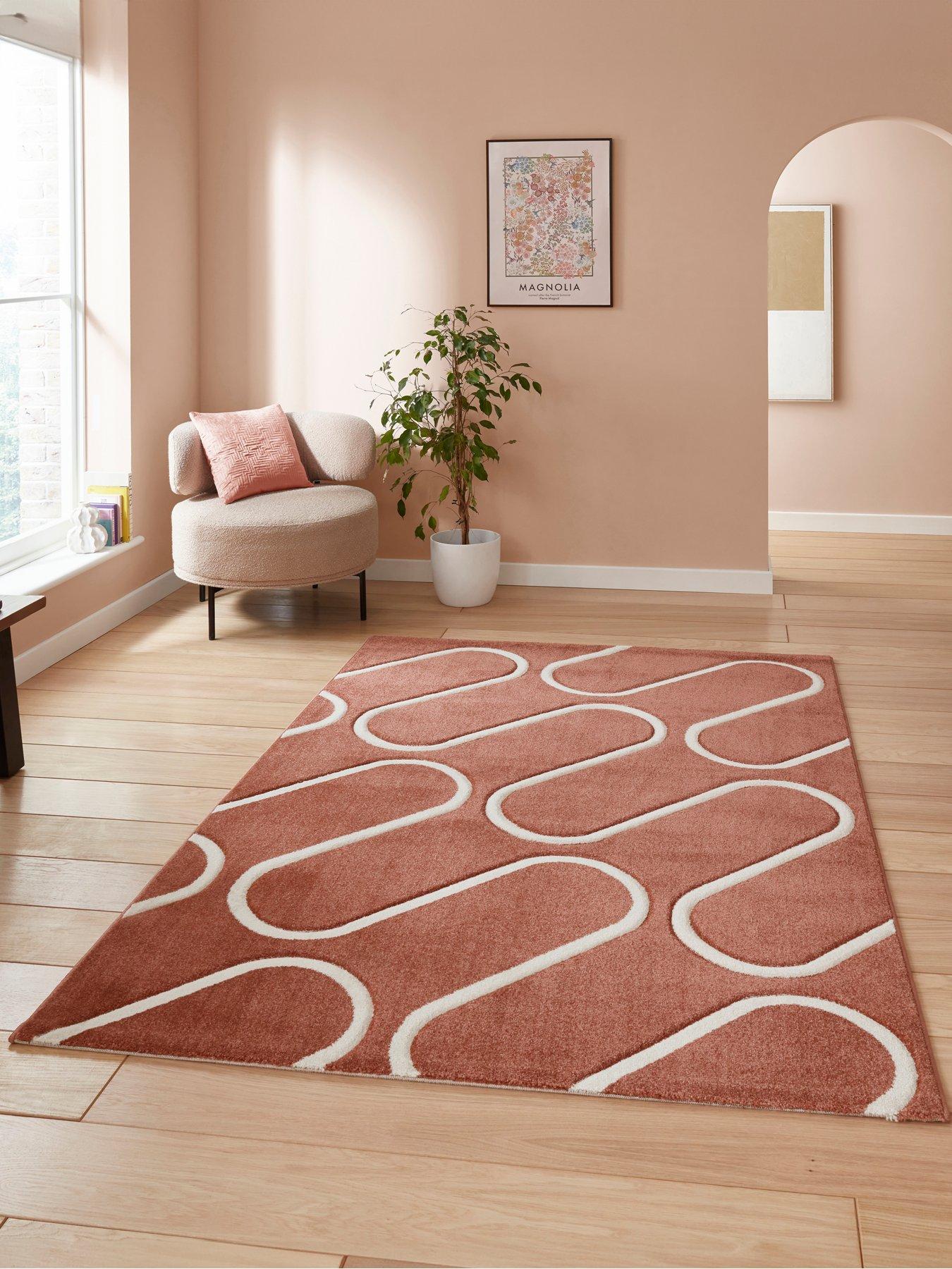 Catherine Lansfield Cl - Linear Curve Terracotta - 080 X 150
