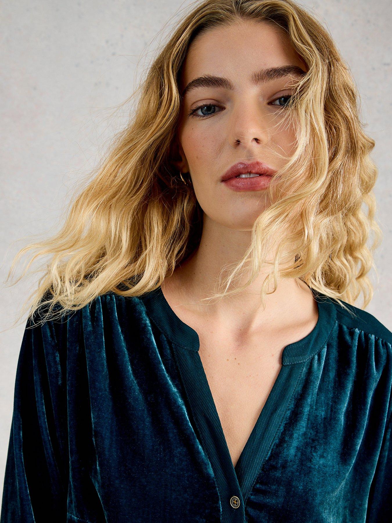  image of white-stuff-olive-velvet-tunic-green