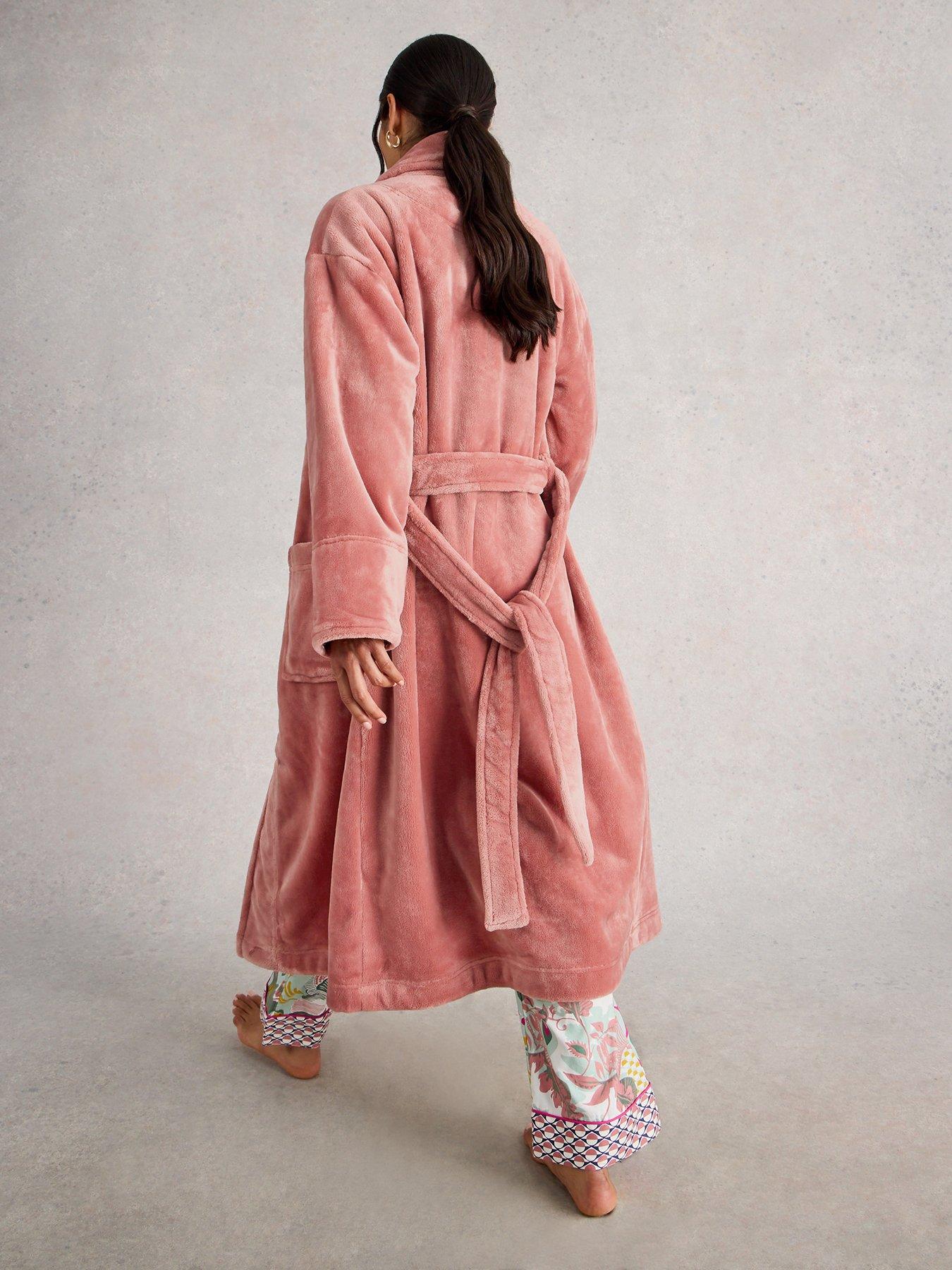 stillFront image of white-stuff-clover-cosy-dressing-gown-pink
