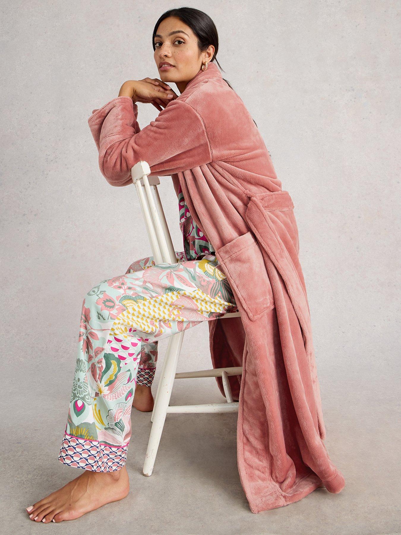  image of white-stuff-clover-cosy-dressing-gown-pink