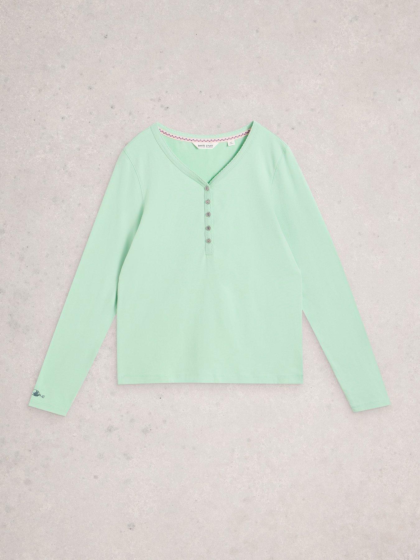  image of white-stuff-penny-henley-pyjama-top-green