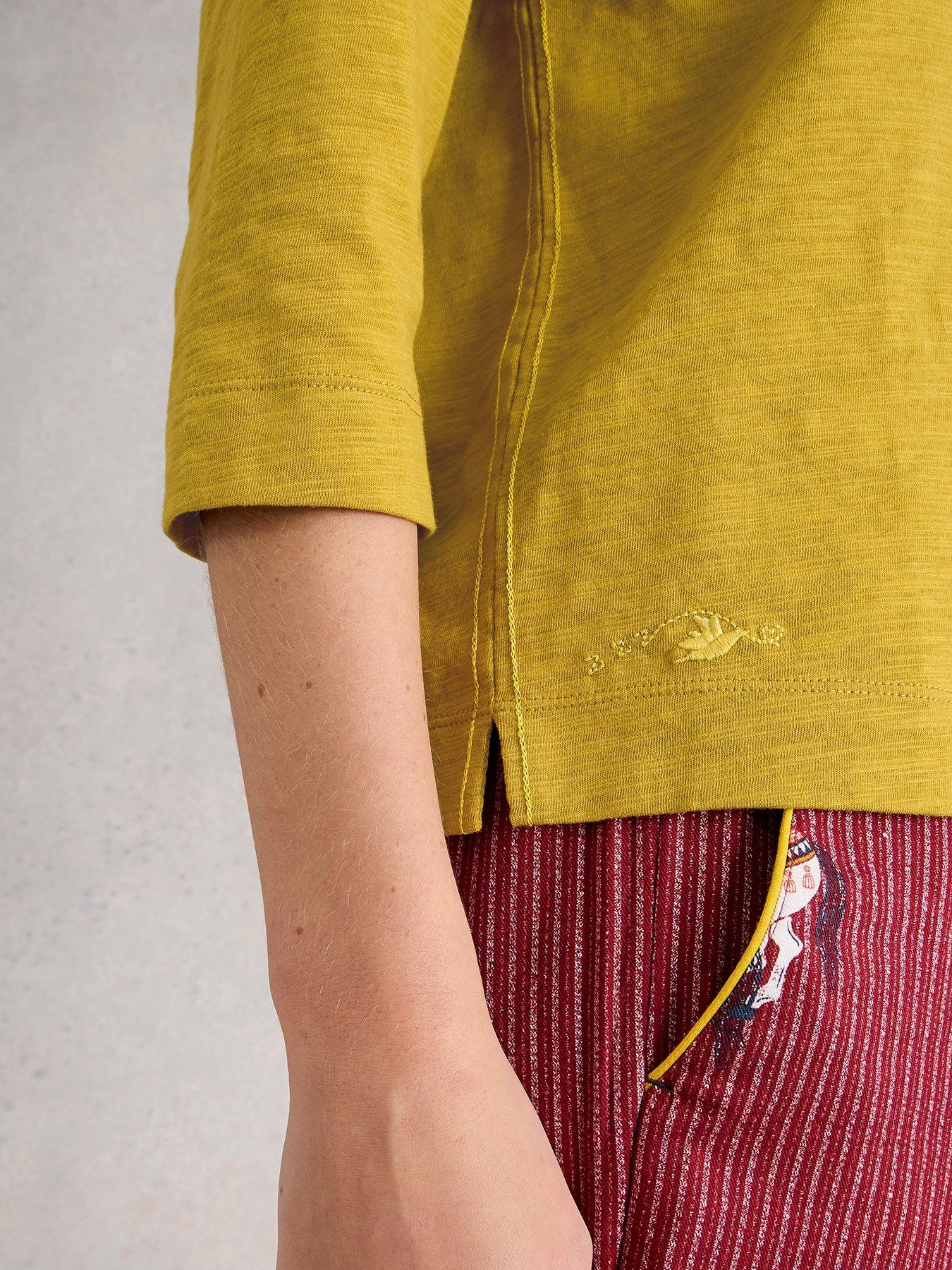  image of white-stuff-mia-34-sleeve-boxy-t-shirt-mid-chartreuse