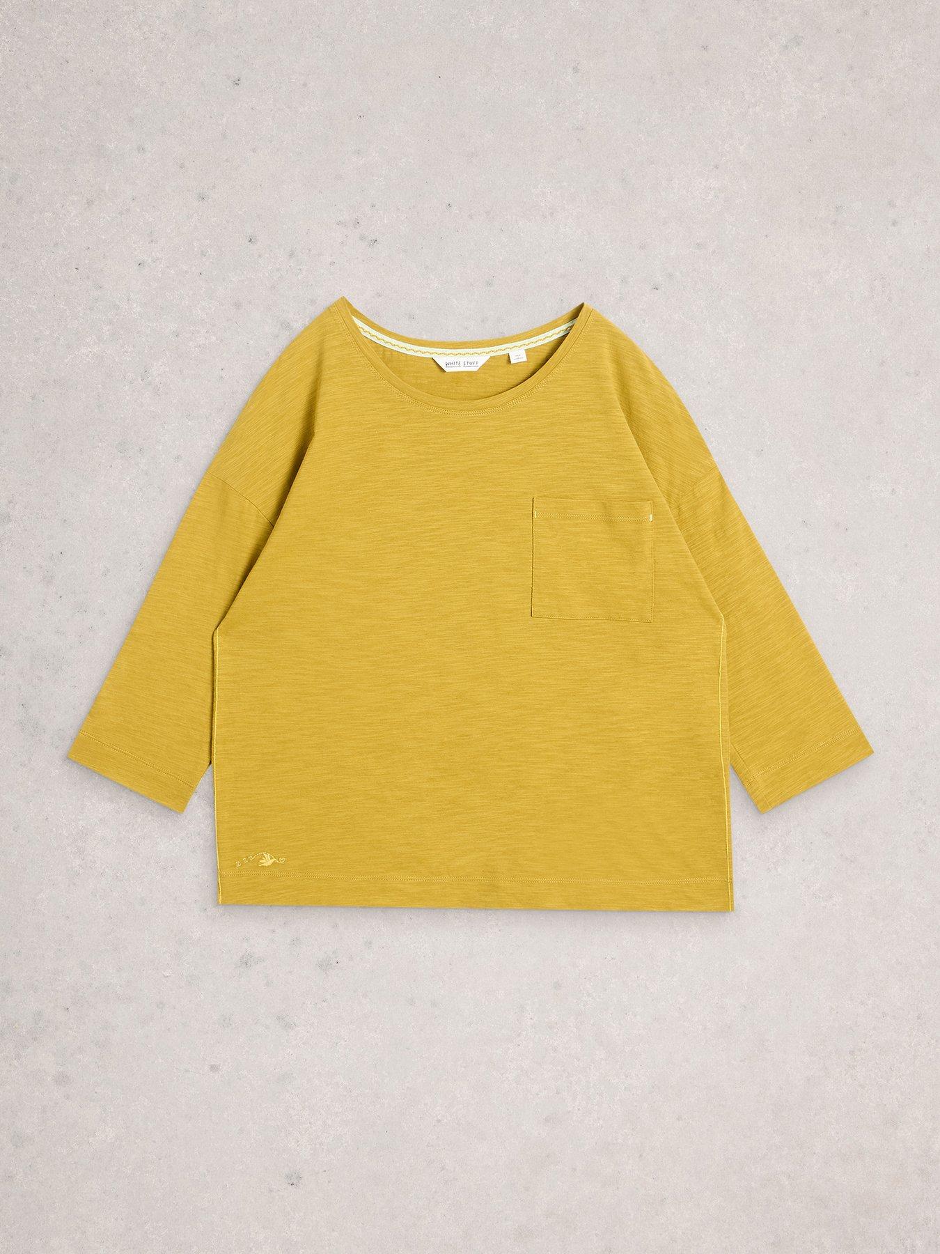  image of white-stuff-mia-34-sleeve-boxy-t-shirt-mid-chartreuse