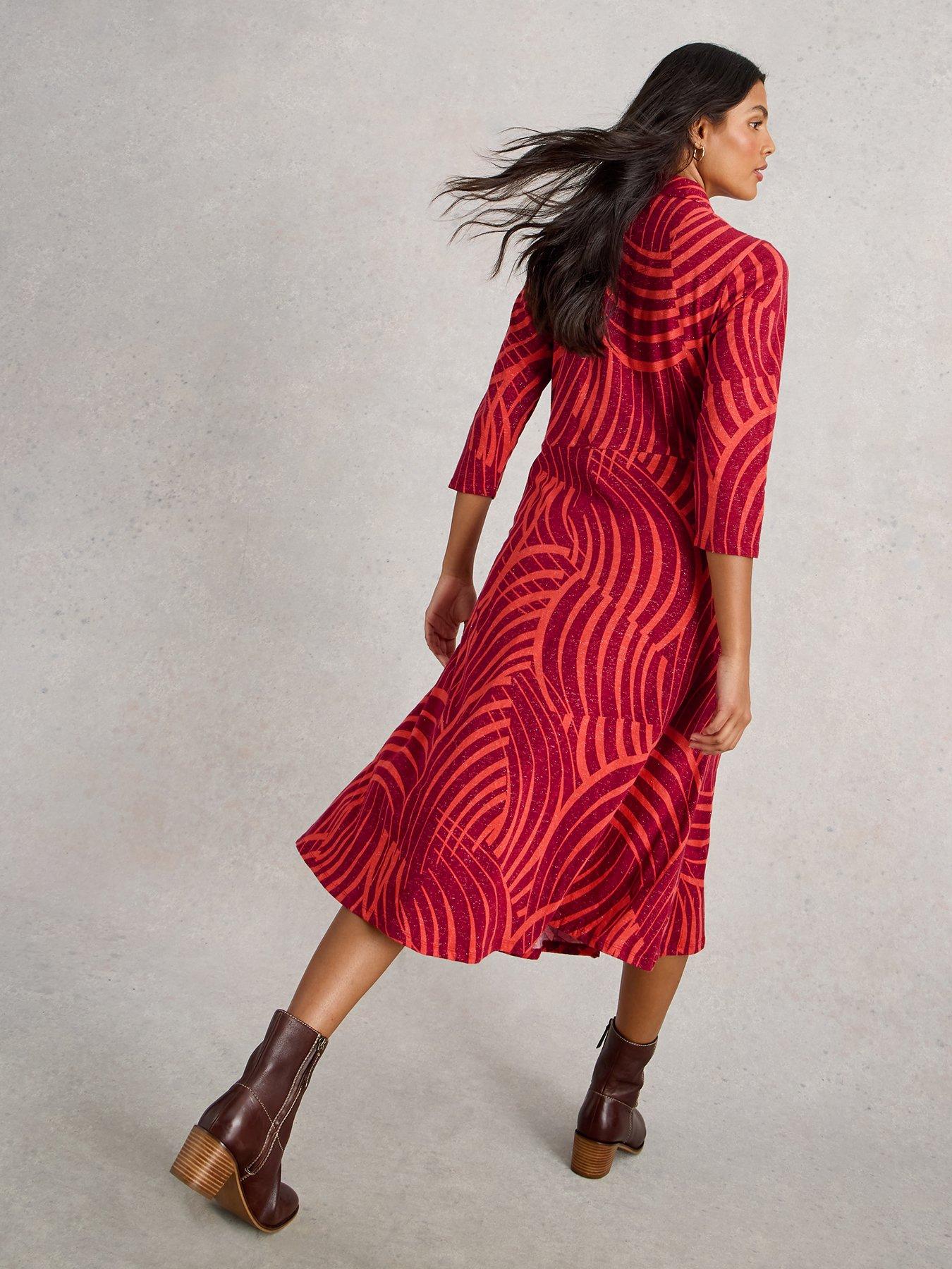 Image 2 of 6 of White Stuff Rua Sparkle Jersey Shirt Dress - Red
