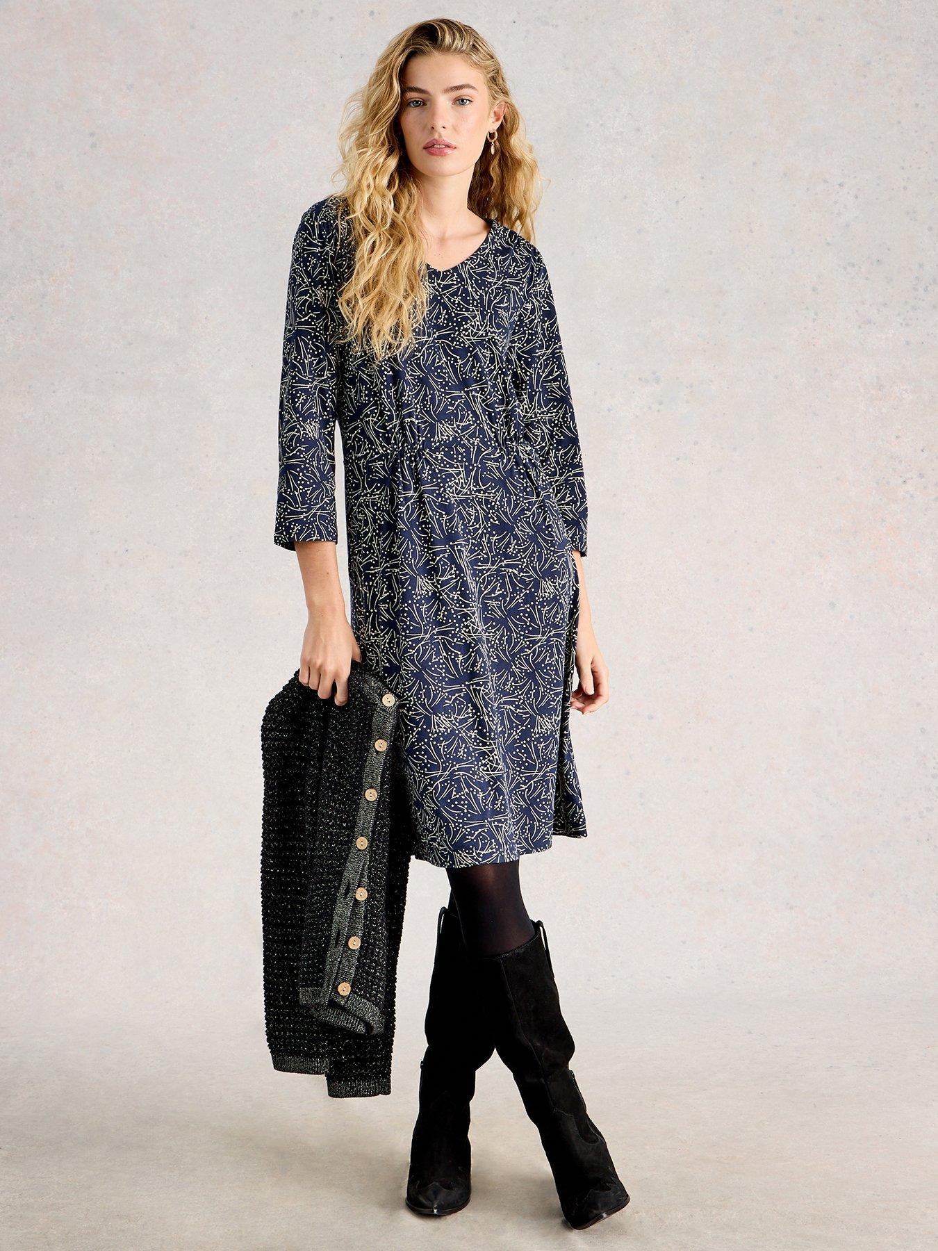 Image 1 of 6 of White Stuff Tallie Jersey Dress - Blue