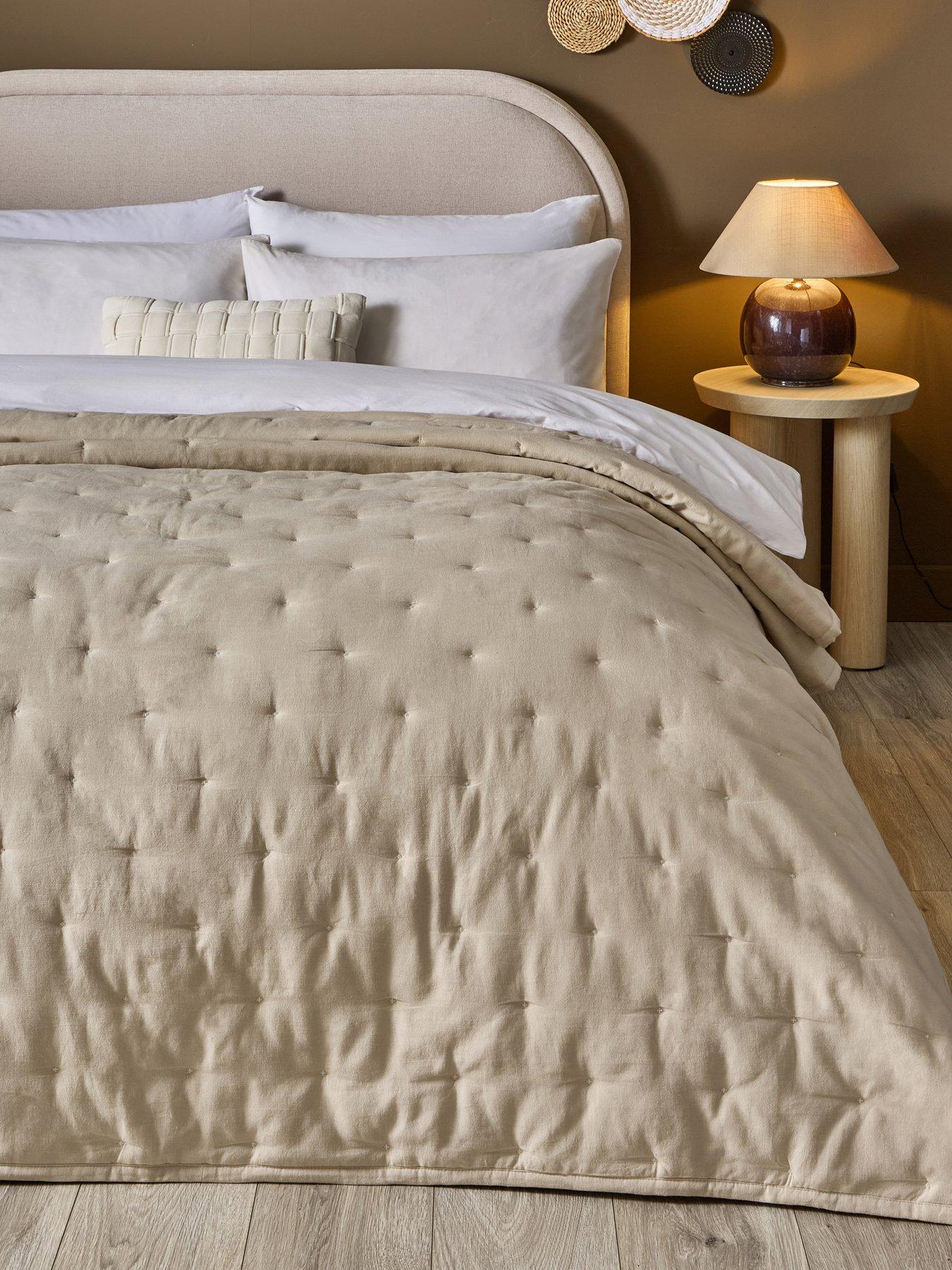 Image 1 of 5 of The Very Collection Cotton Linen Quilted Bedspread 200x220cm - Natural