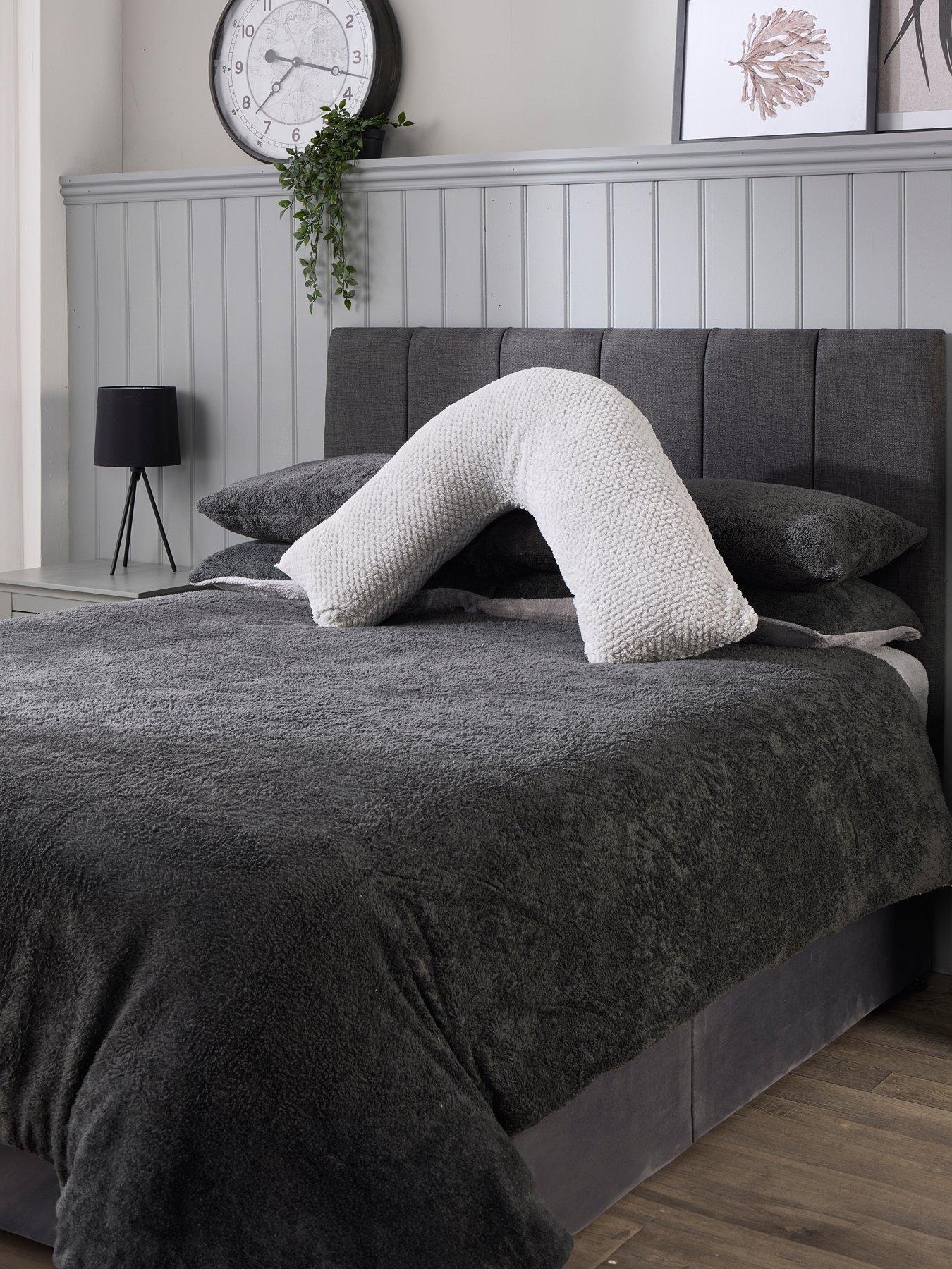 The Very Collection Waffle V Shaped Pillow - Grey
