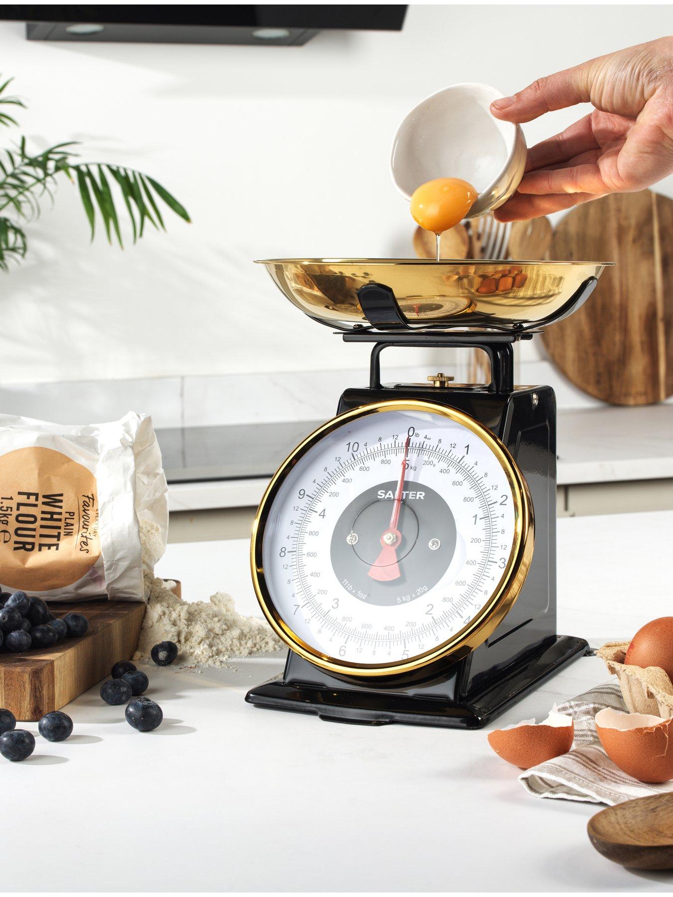  image of salter-black-amp-gold-mechanical-kitchen-scale