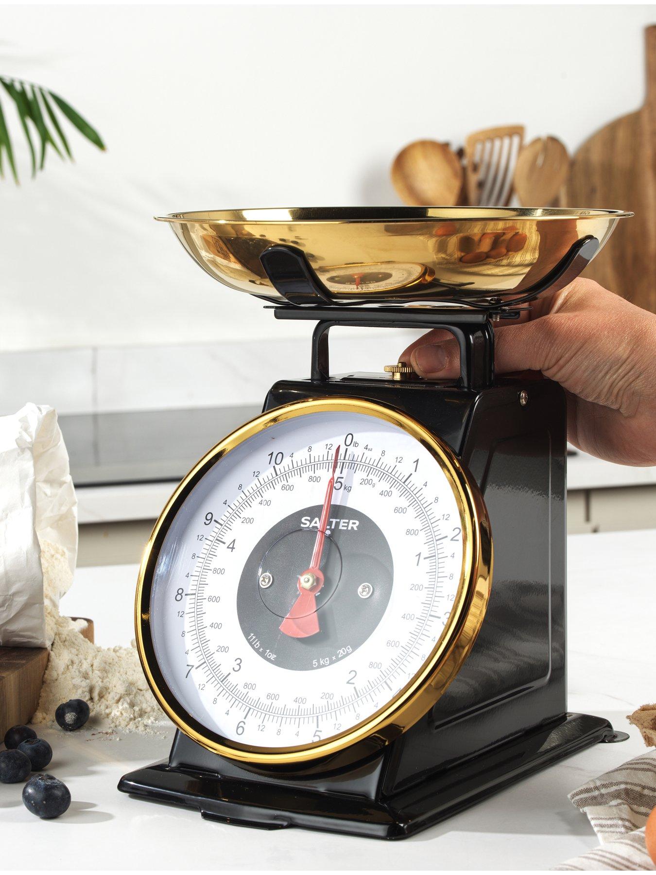 image of salter-black-amp-gold-mechanical-kitchen-scale