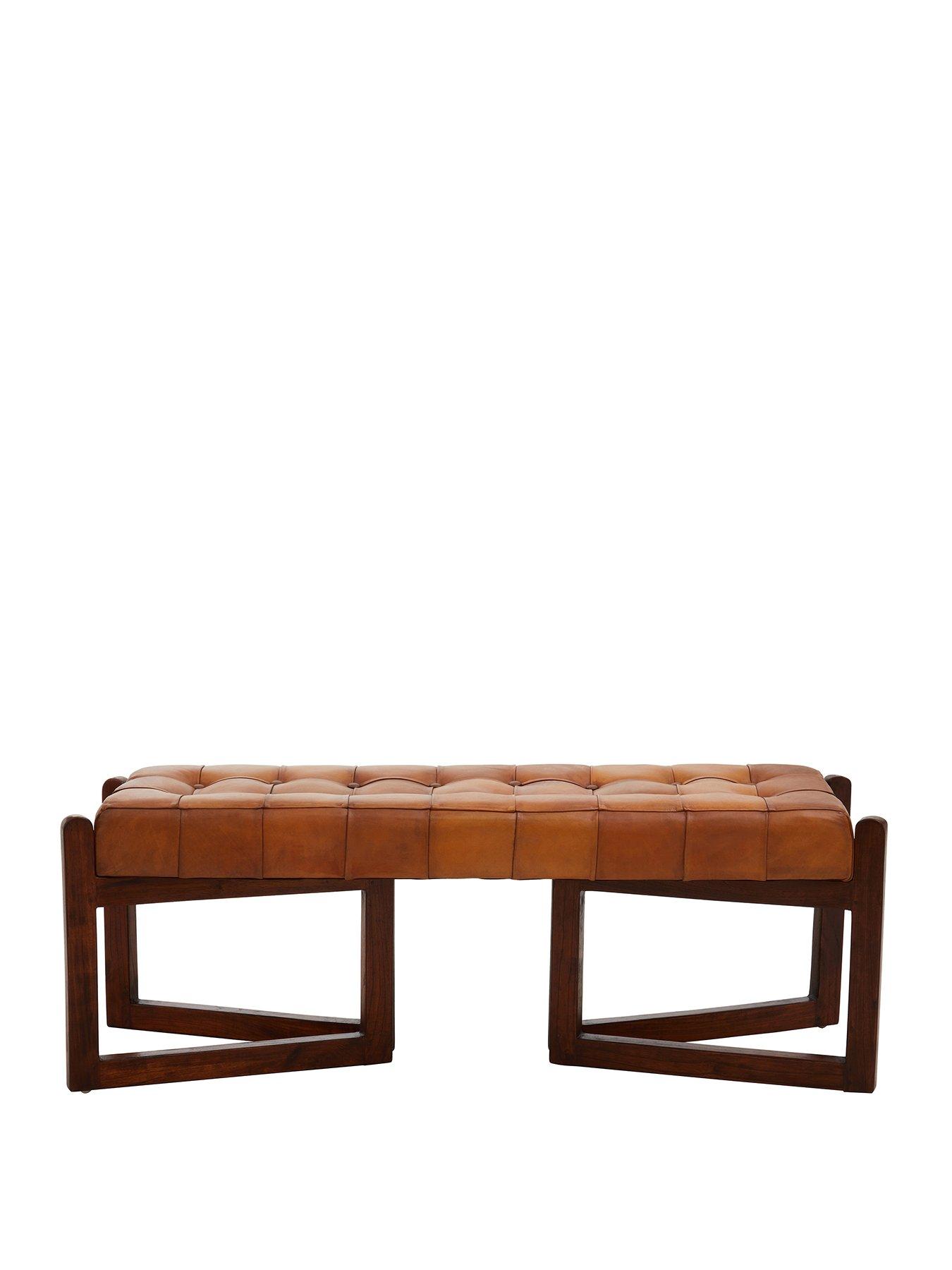 stillFront image of interiors-by-premier-inca-leather-bench