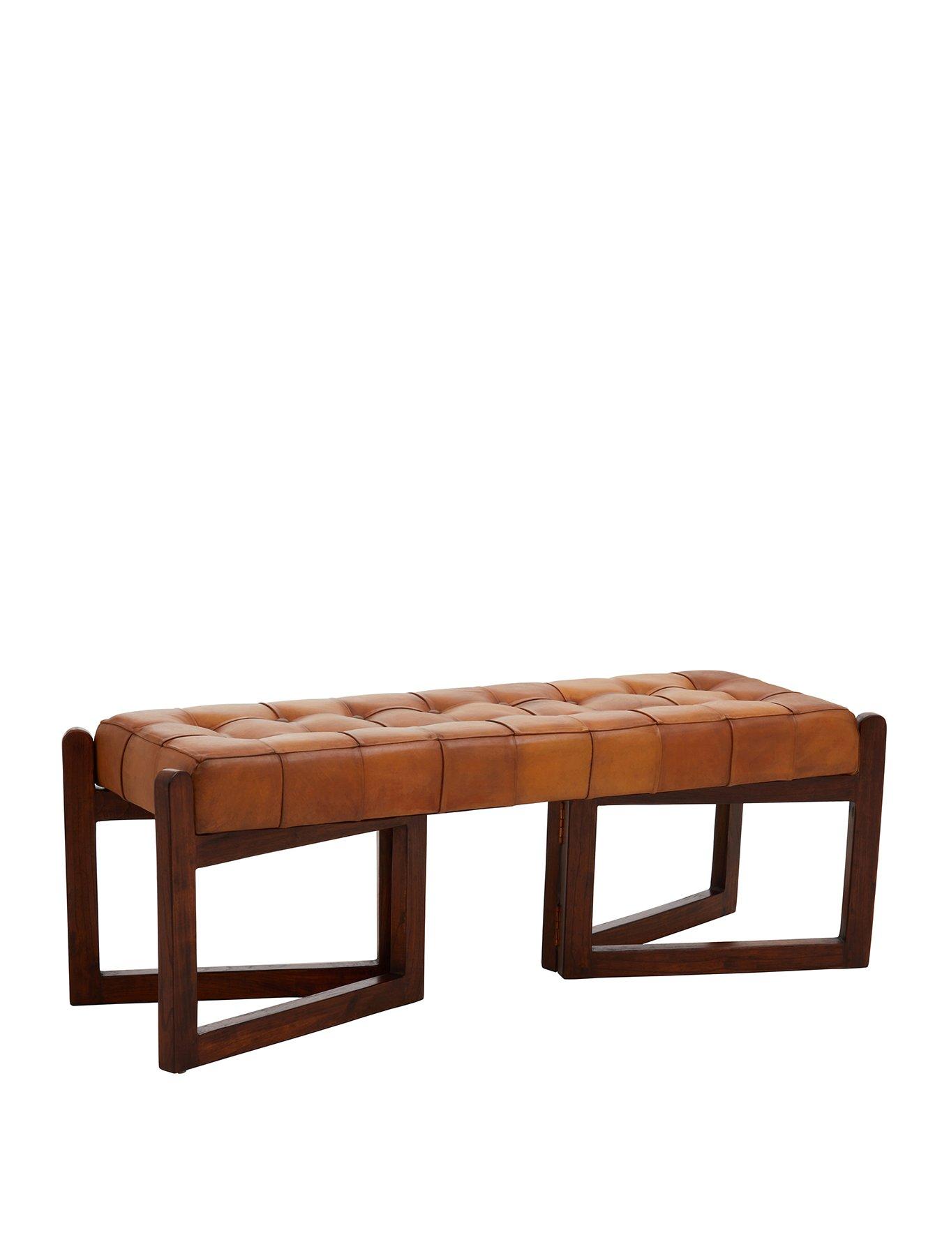  image of interiors-by-premier-inca-leather-bench