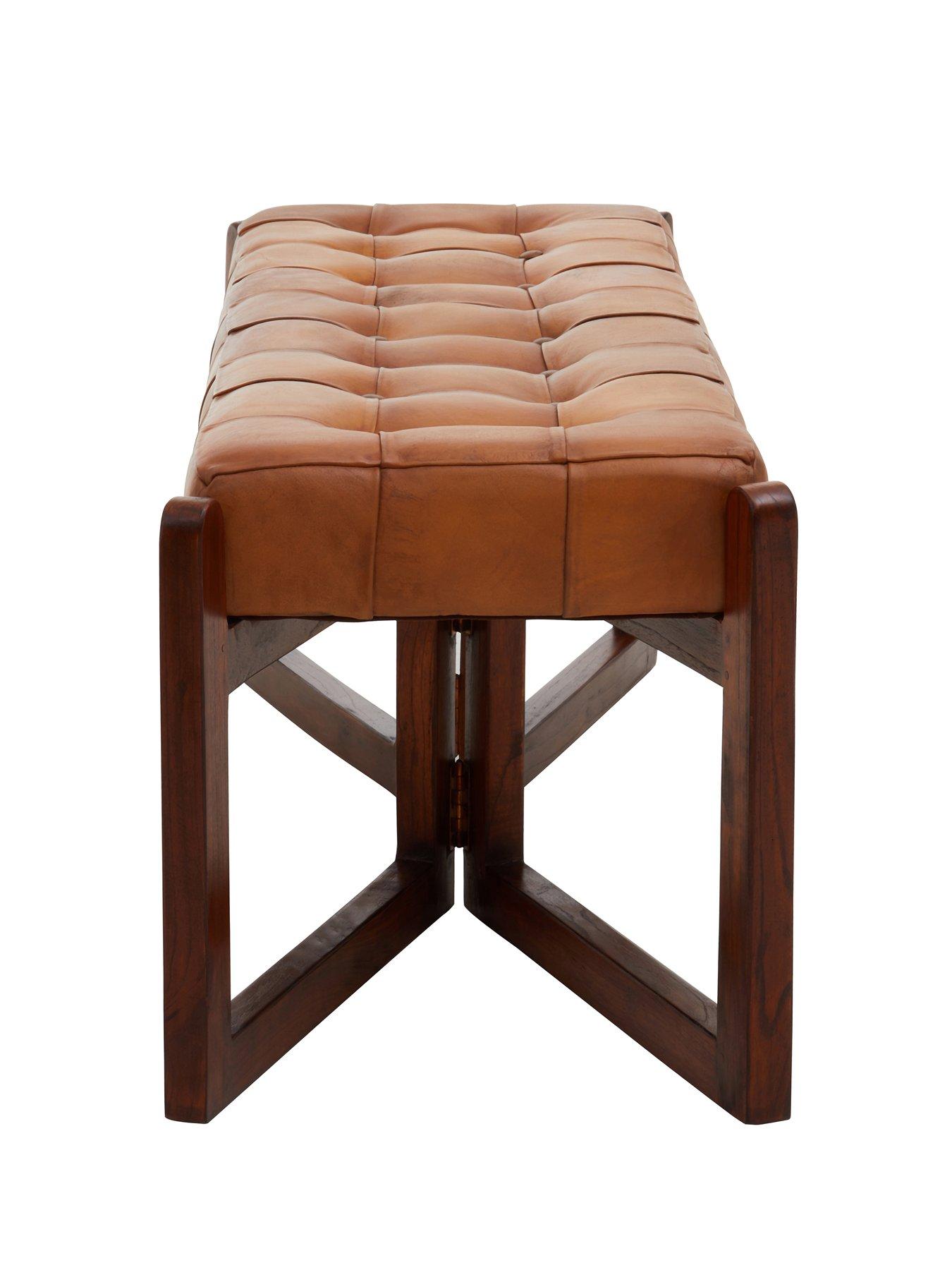  image of interiors-by-premier-inca-leather-bench