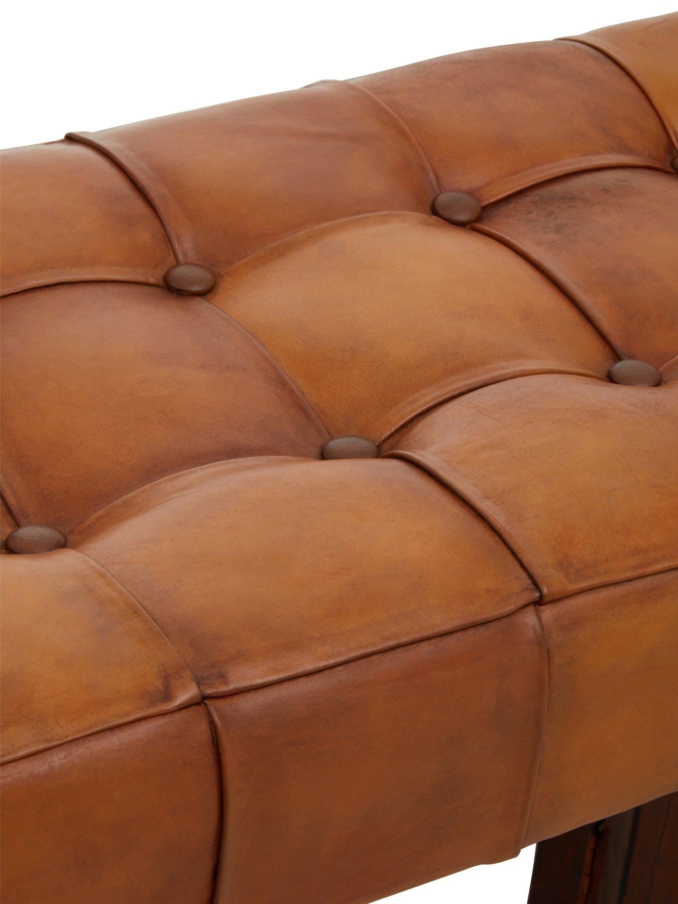  image of interiors-by-premier-inca-leather-bench