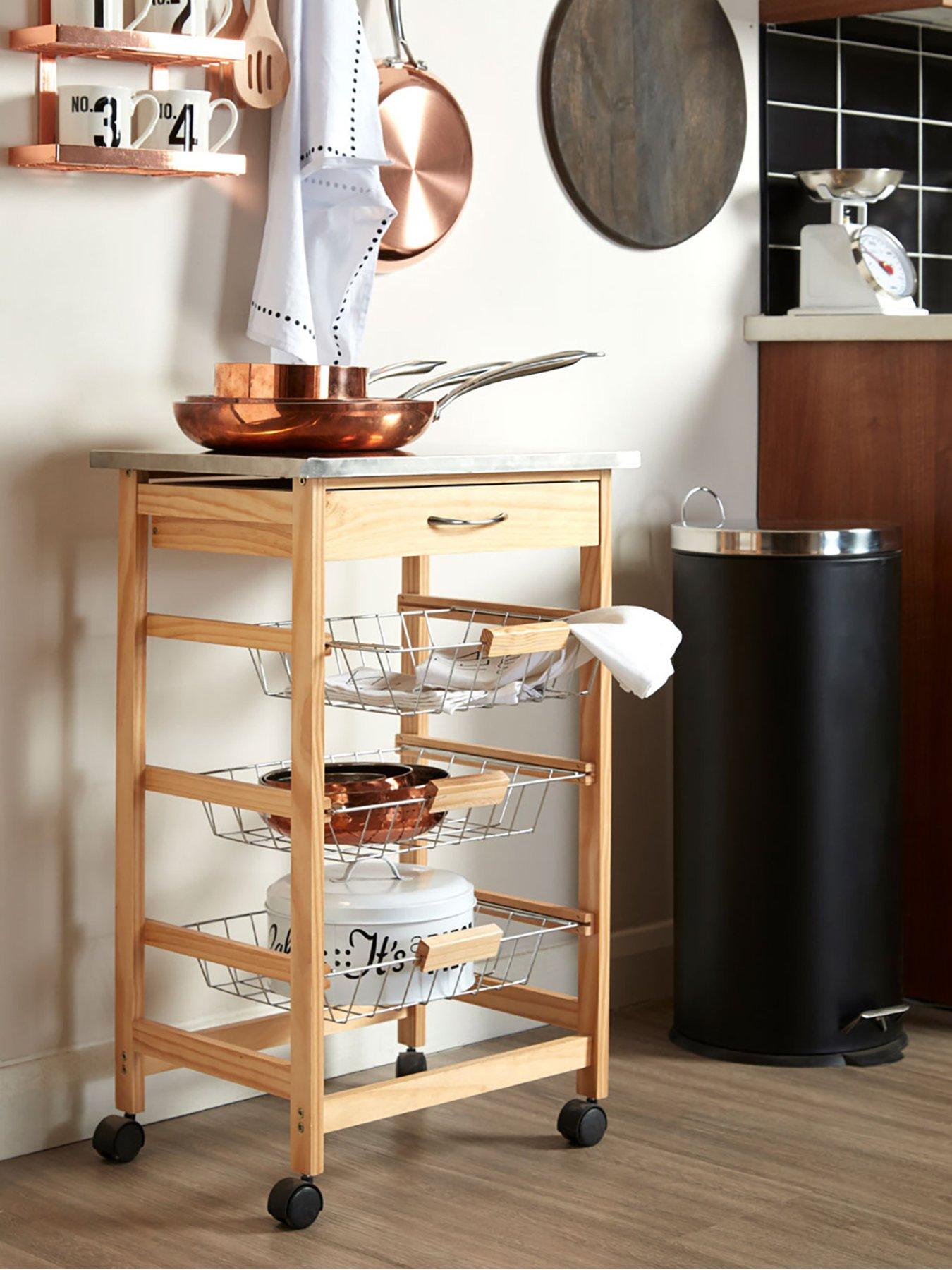 Premier Housewares Harlow Glenn Kitchen Trolley With Wire Baskets