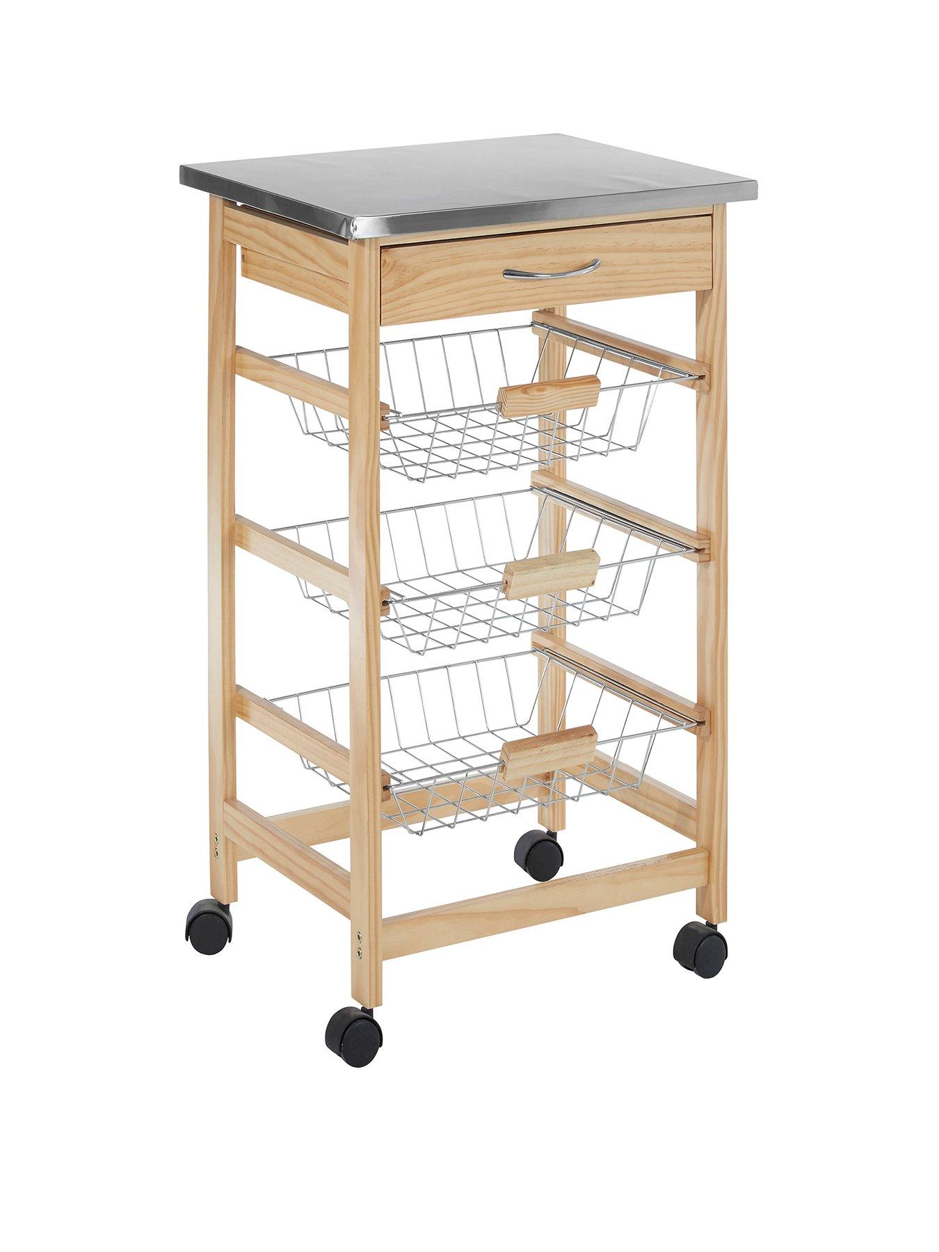  image of interiors-by-premier-harlow-glenn-kitchen-trolley-with-wire-baskets