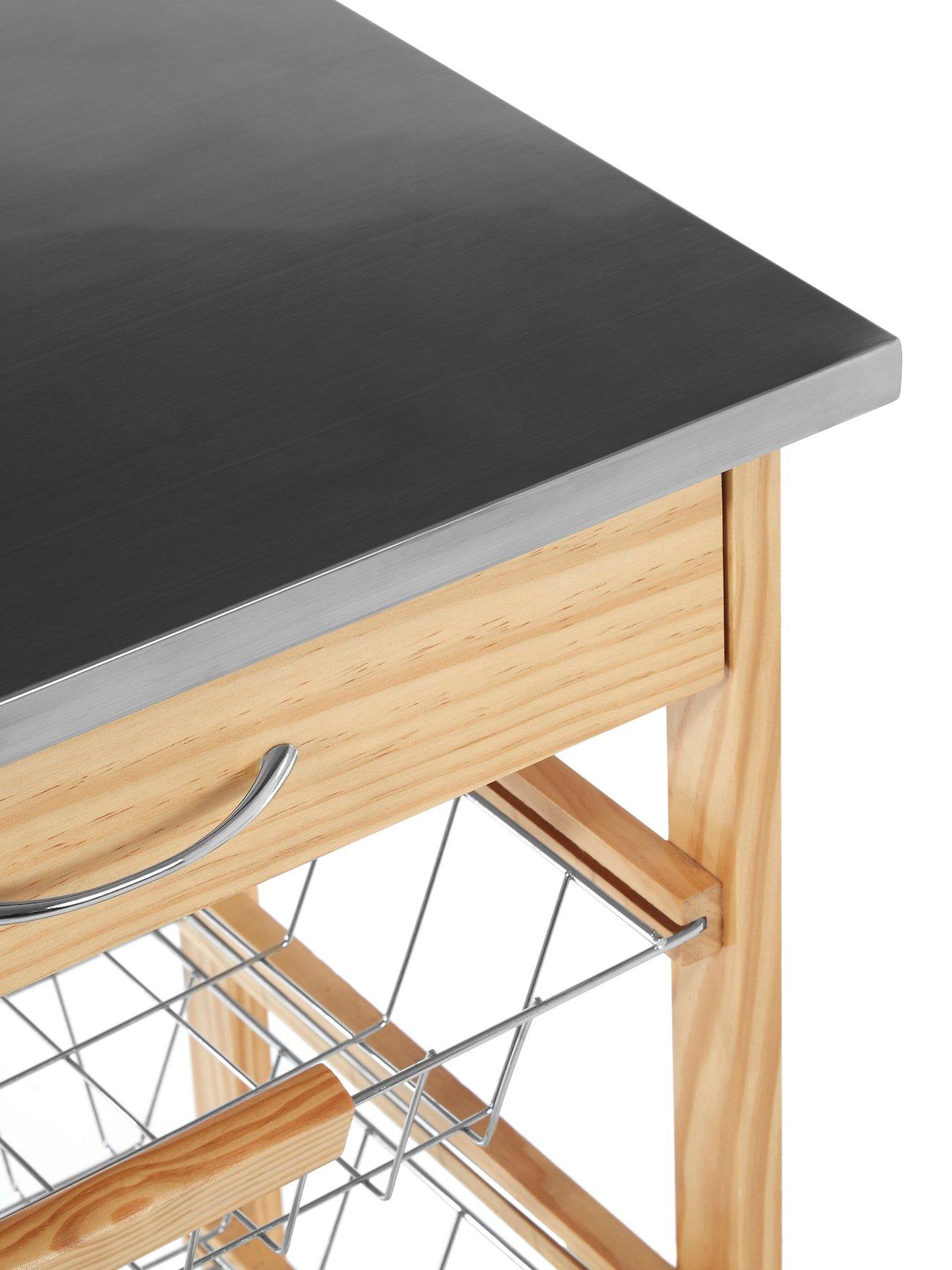  image of interiors-by-premier-harlow-glenn-kitchen-trolley-with-wire-baskets