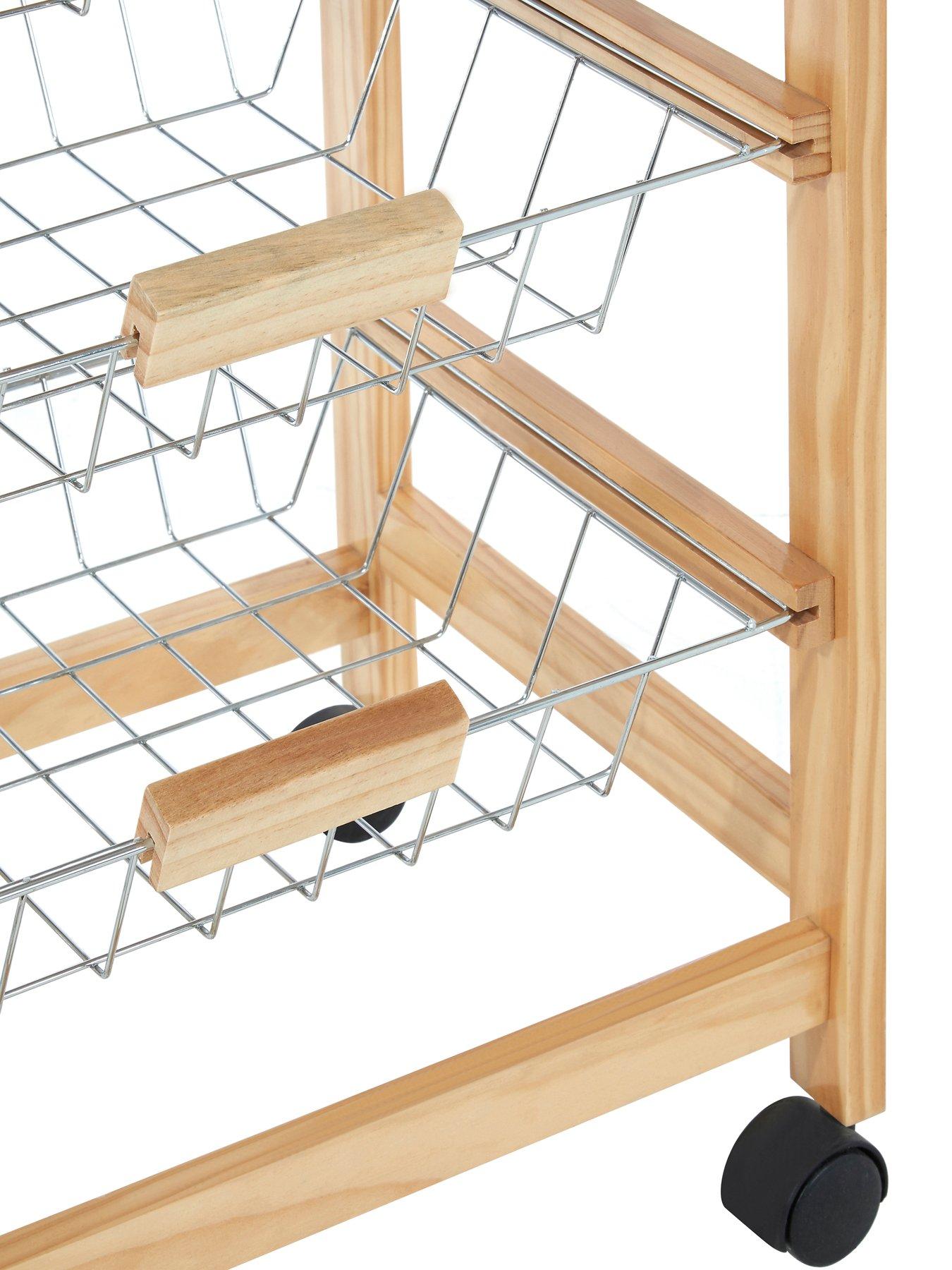  image of interiors-by-premier-harlow-glenn-kitchen-trolley-with-wire-baskets