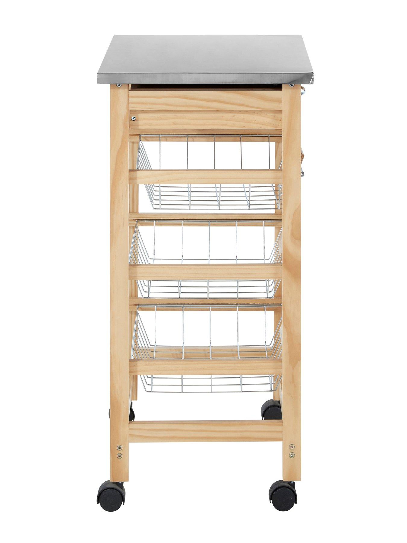  image of interiors-by-premier-harlow-glenn-kitchen-trolley-with-wire-baskets