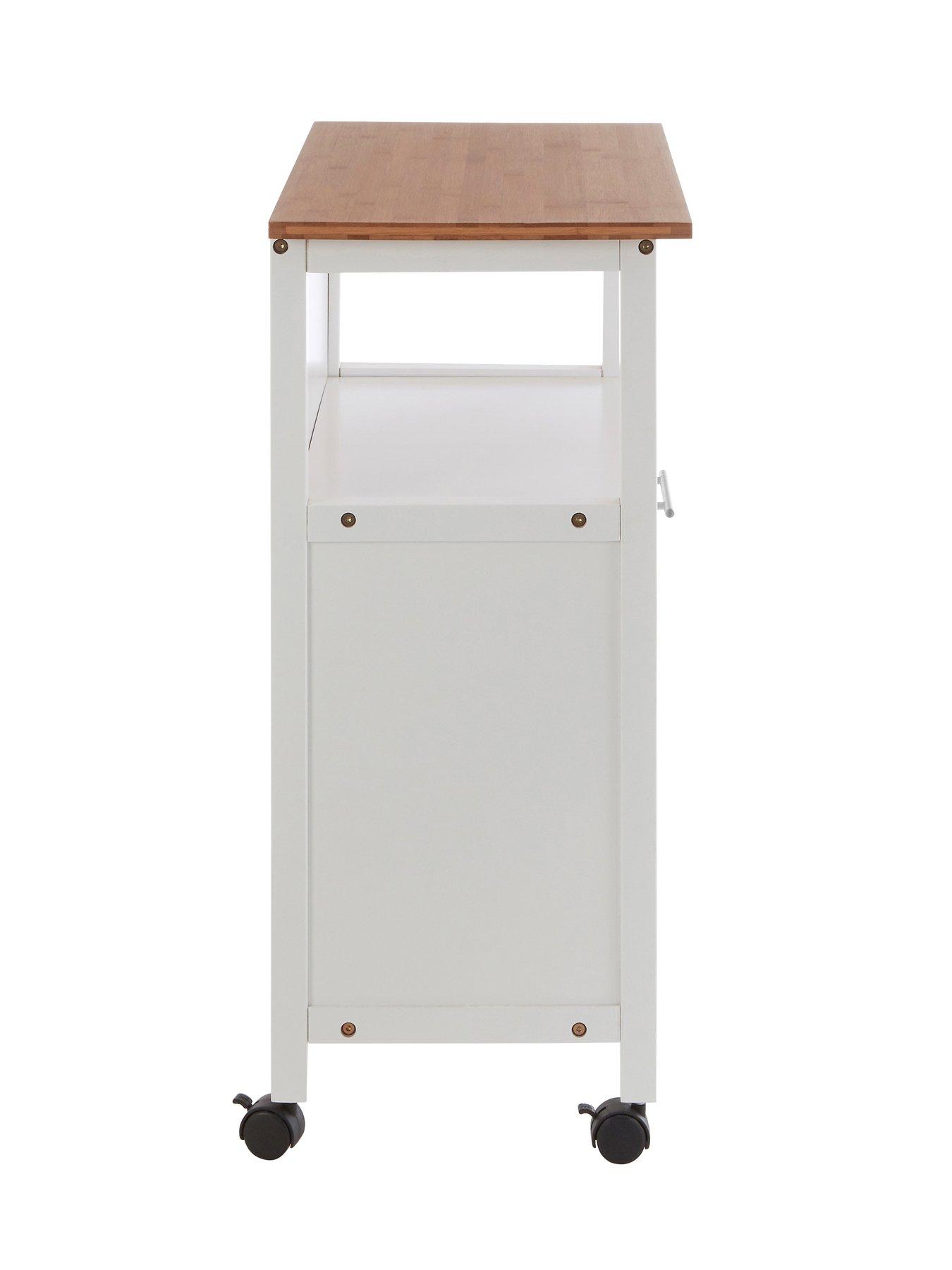  image of interiors-by-premier-harlow-bamboo-top-1-drawer-kitchen-trolley