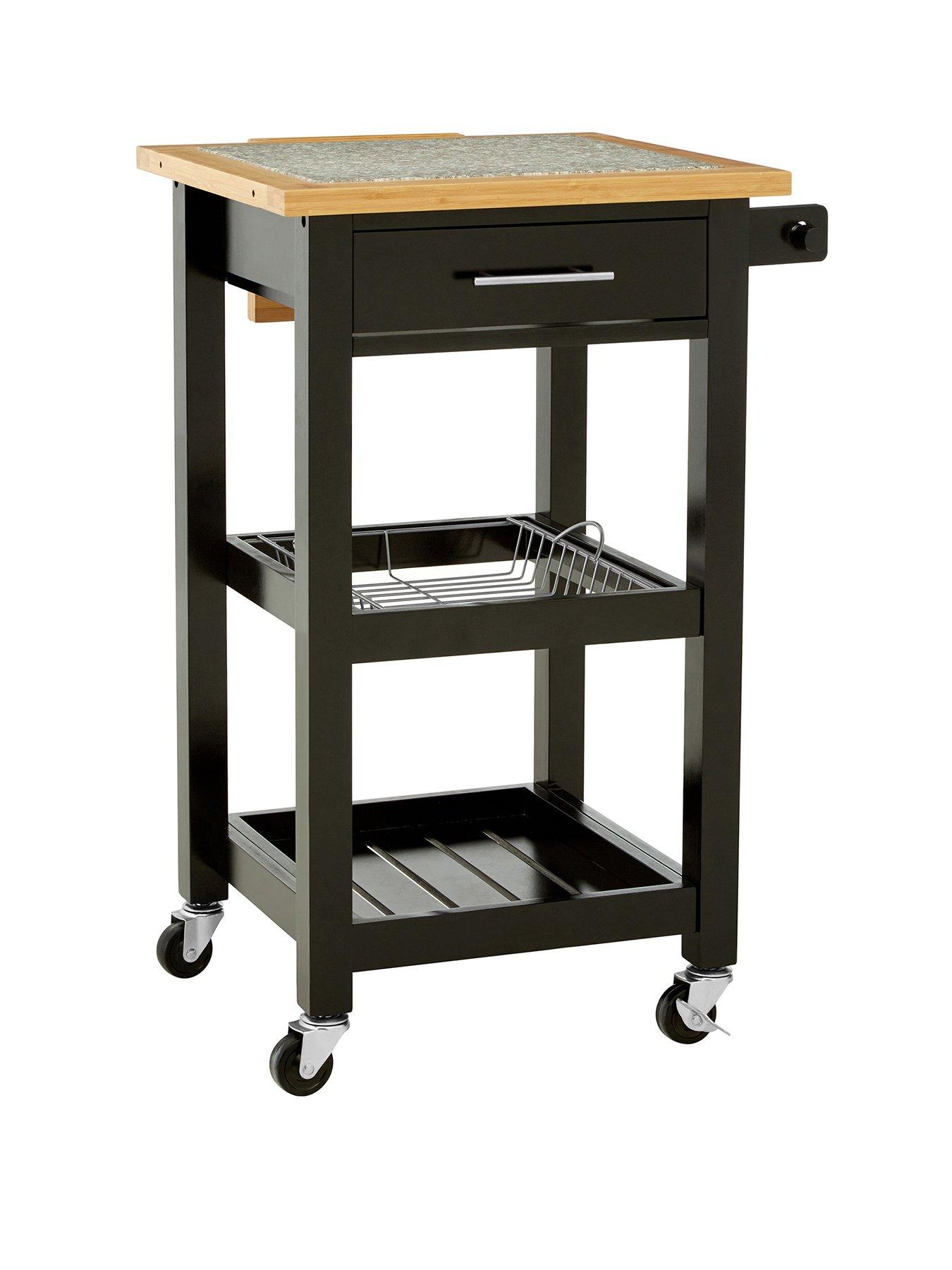  image of interiors-by-premier-harlow-glenn-kitchen-trolley-with-granite-top