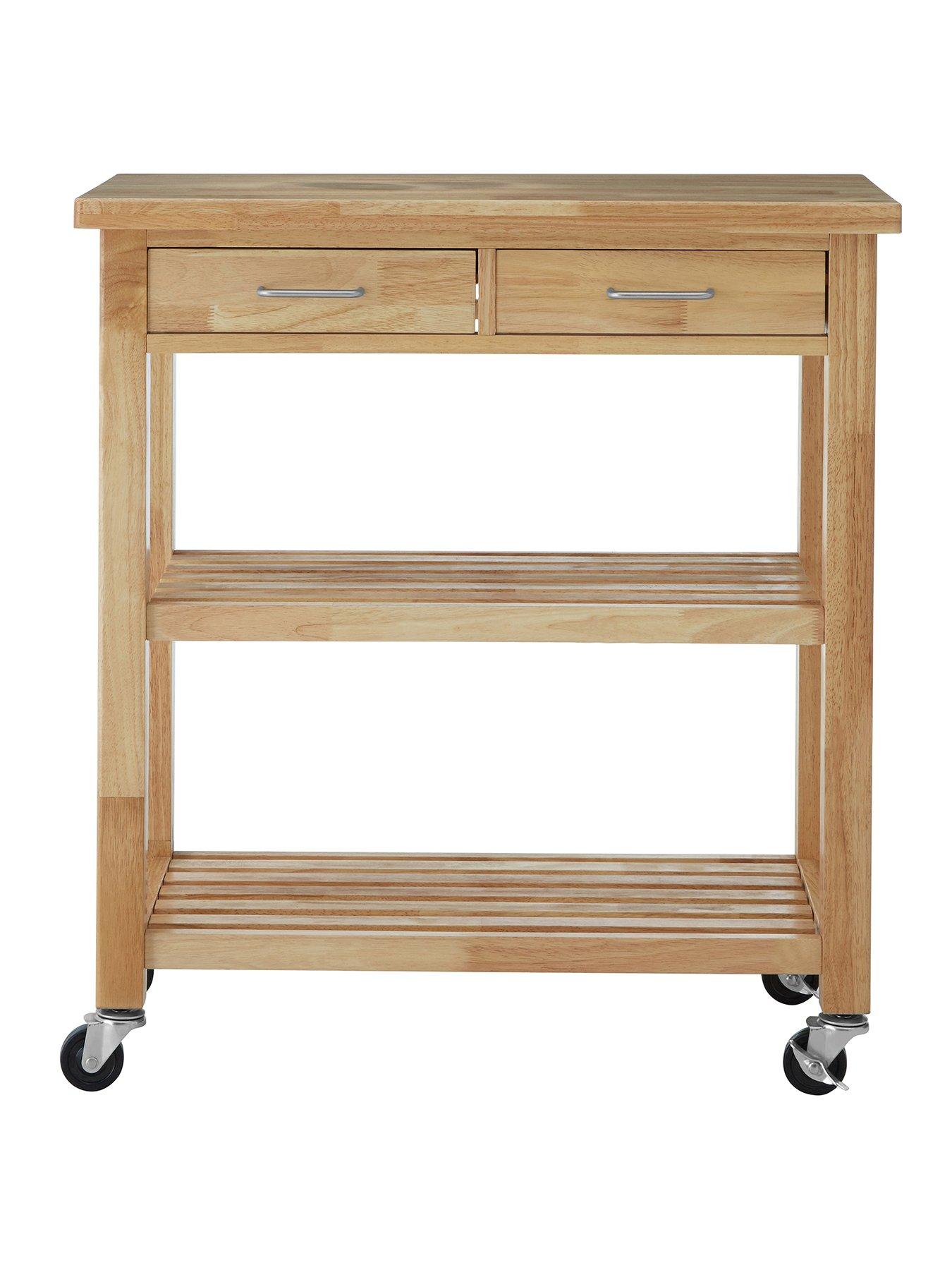  image of interiors-by-premier-harlow-glenn-hevea-wood-top-kitchen-trolley