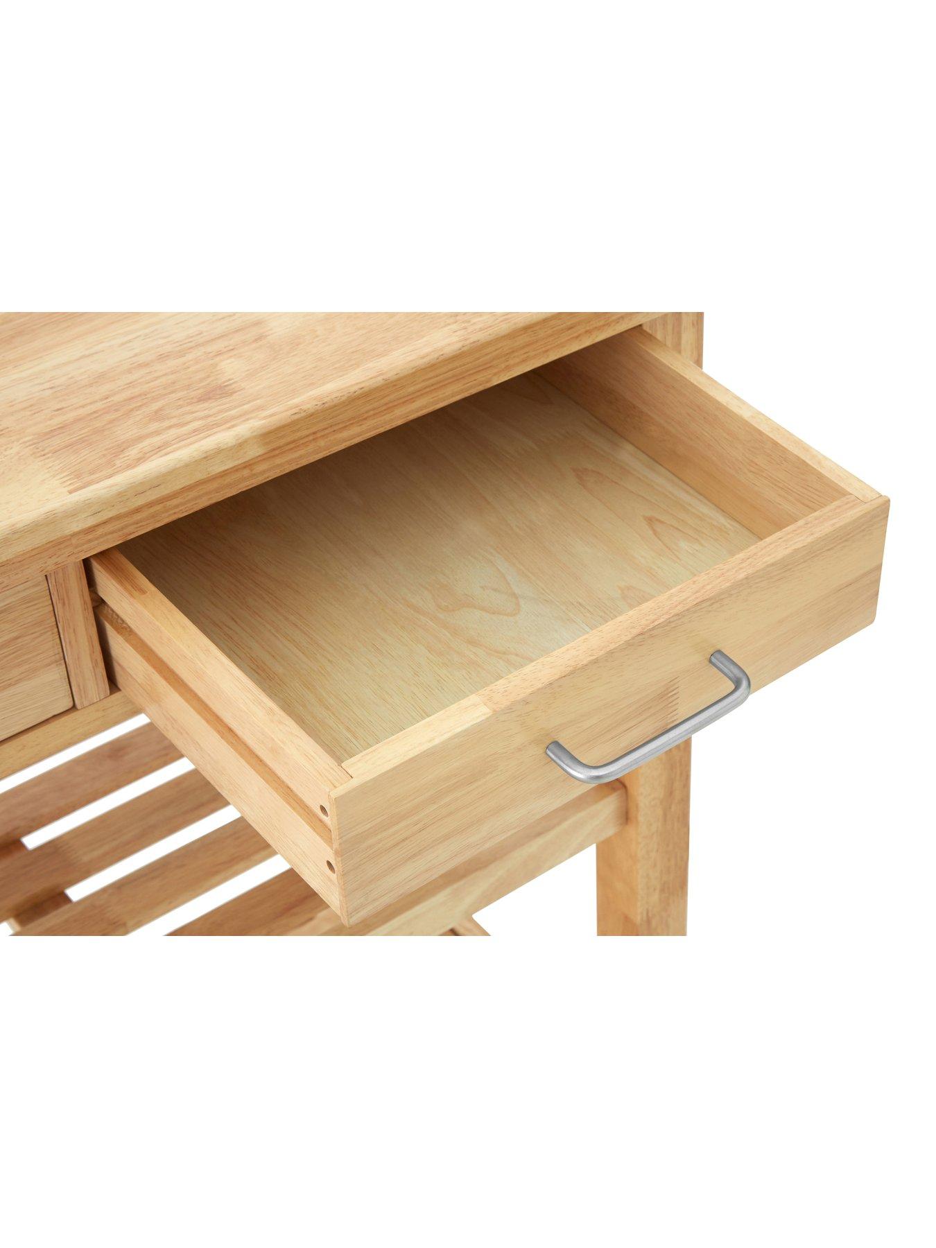  image of interiors-by-premier-harlow-glenn-hevea-wood-top-kitchen-trolley